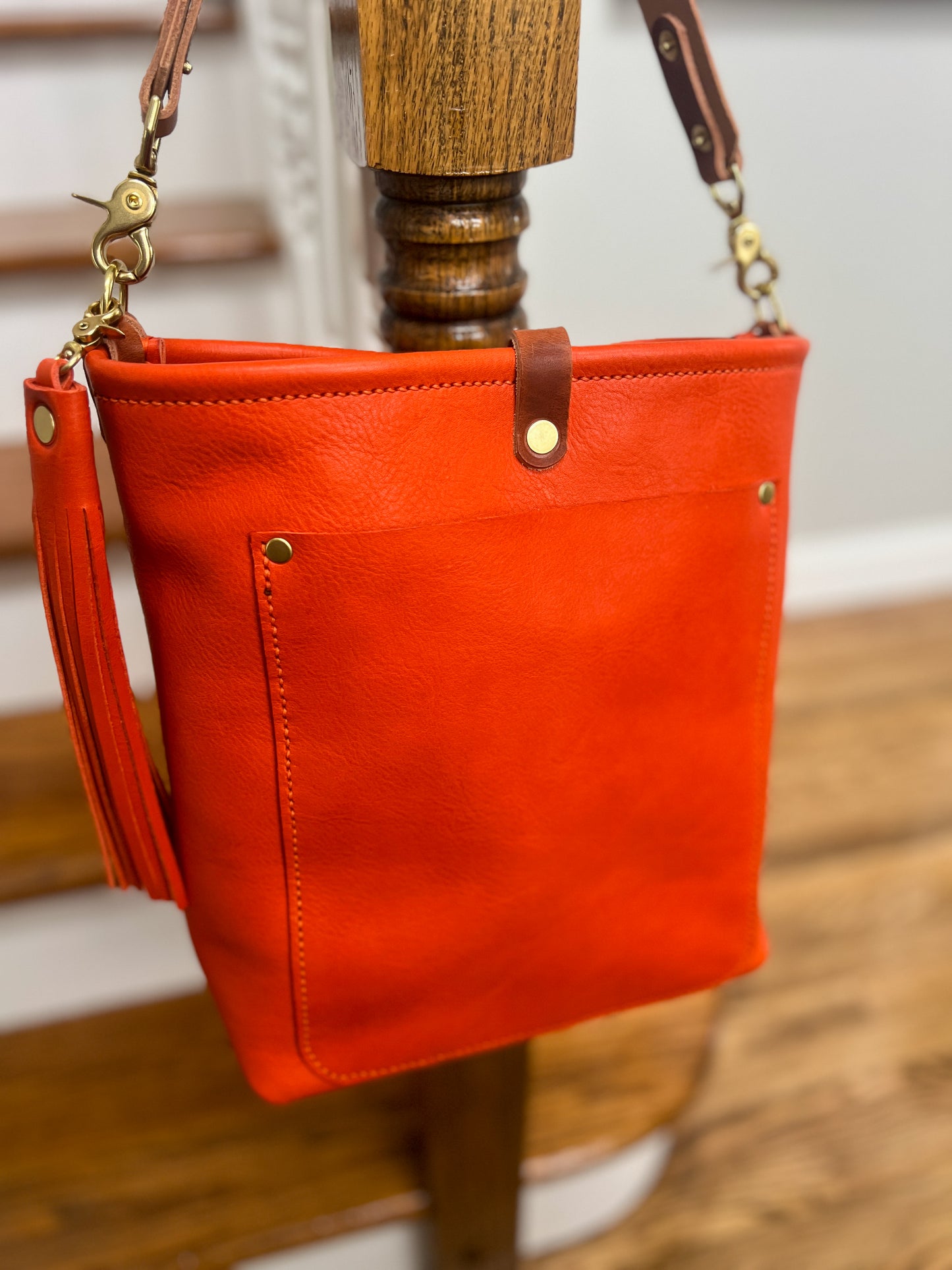 Bennett Bucket in Mandarin Vachetta