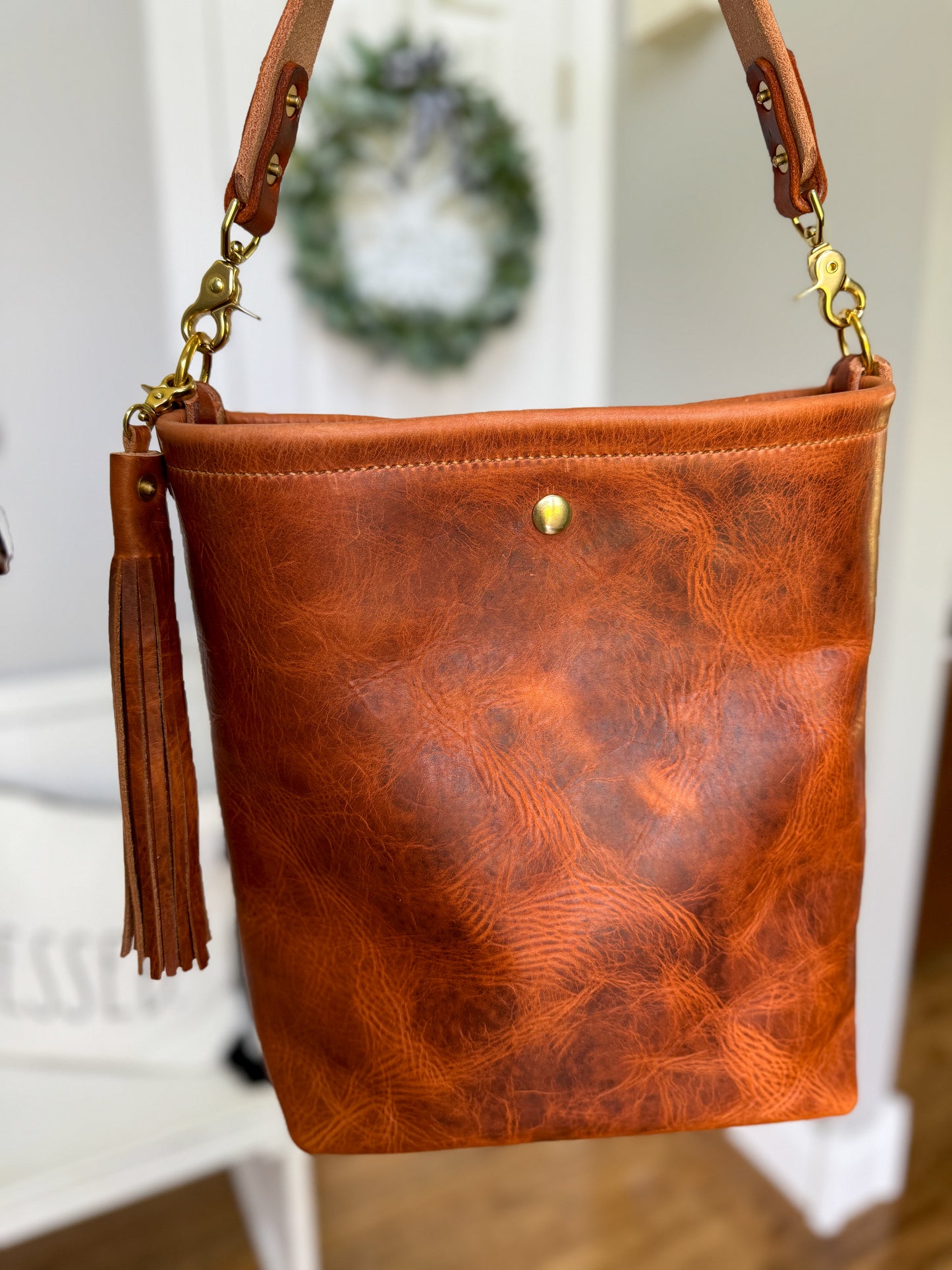 Braxton Bucket in Horween Natural Derby