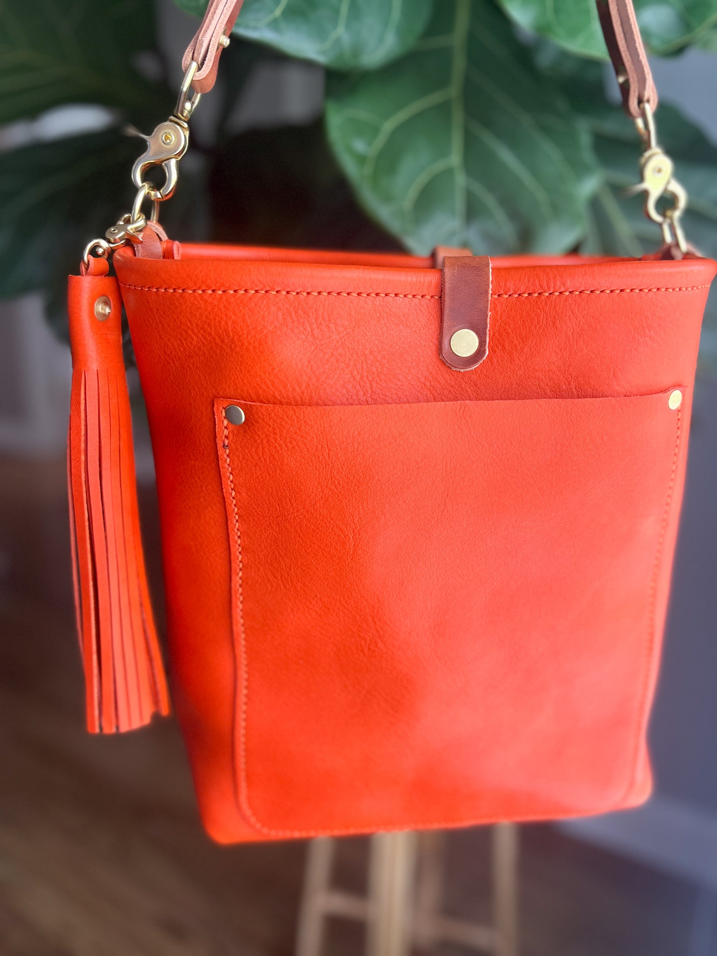 Bennett Bucket in Mandarin Vachetta