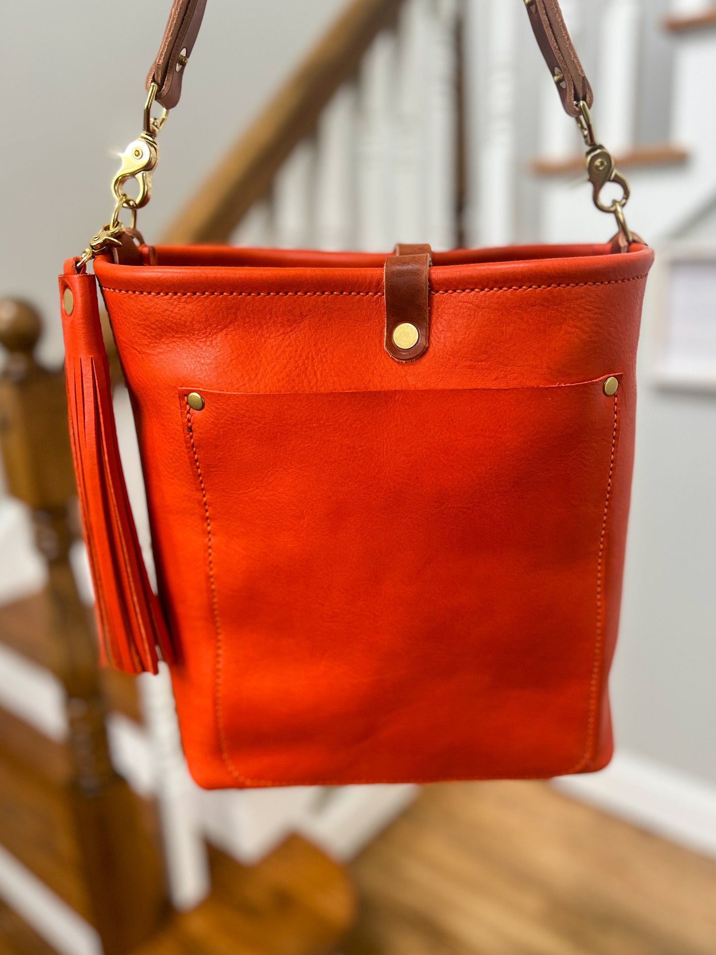 Bennett Bucket in Mandarin Vachetta