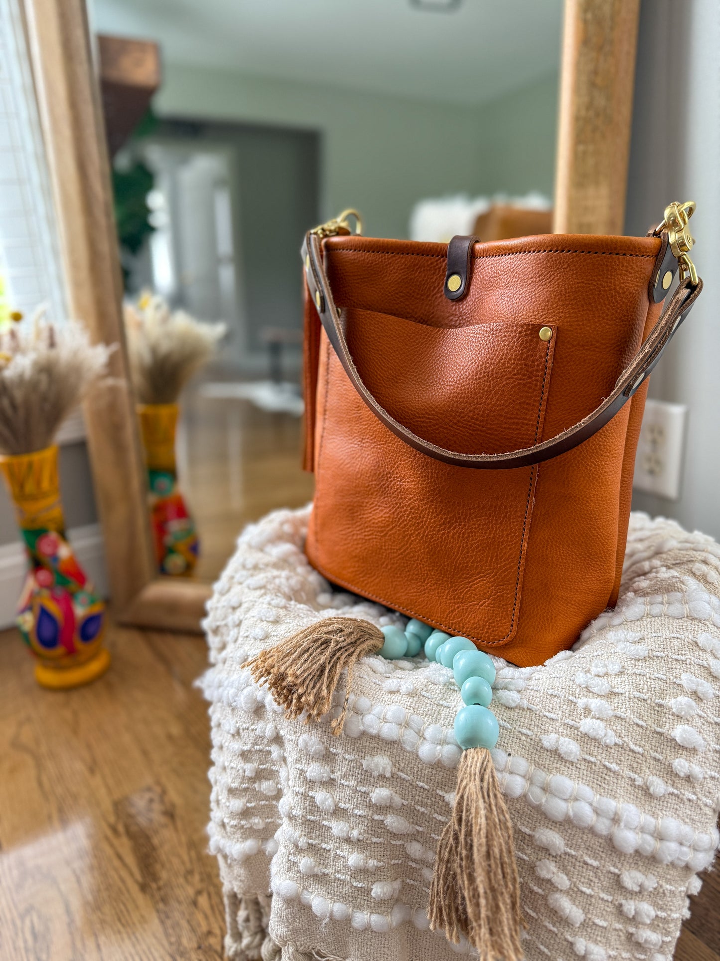 Bennett Bucket in Ginger Vachetta