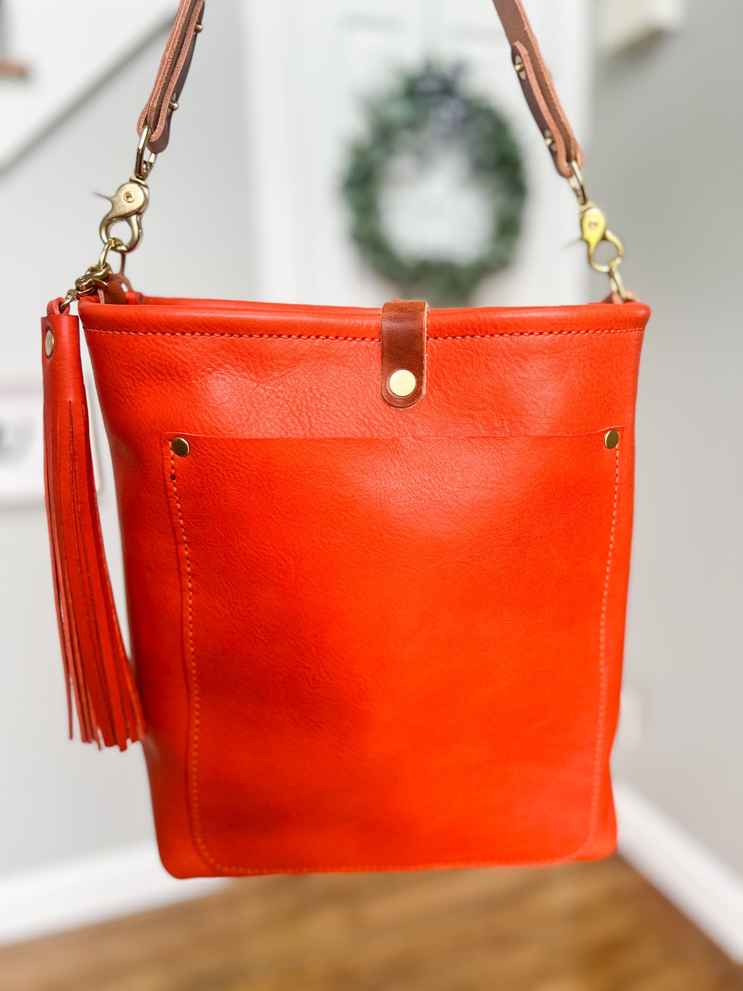 Bennett Bucket in Mandarin Vachetta