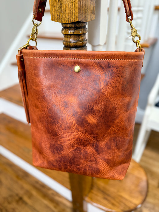 Braxton Bucket in Horween Natural Derby