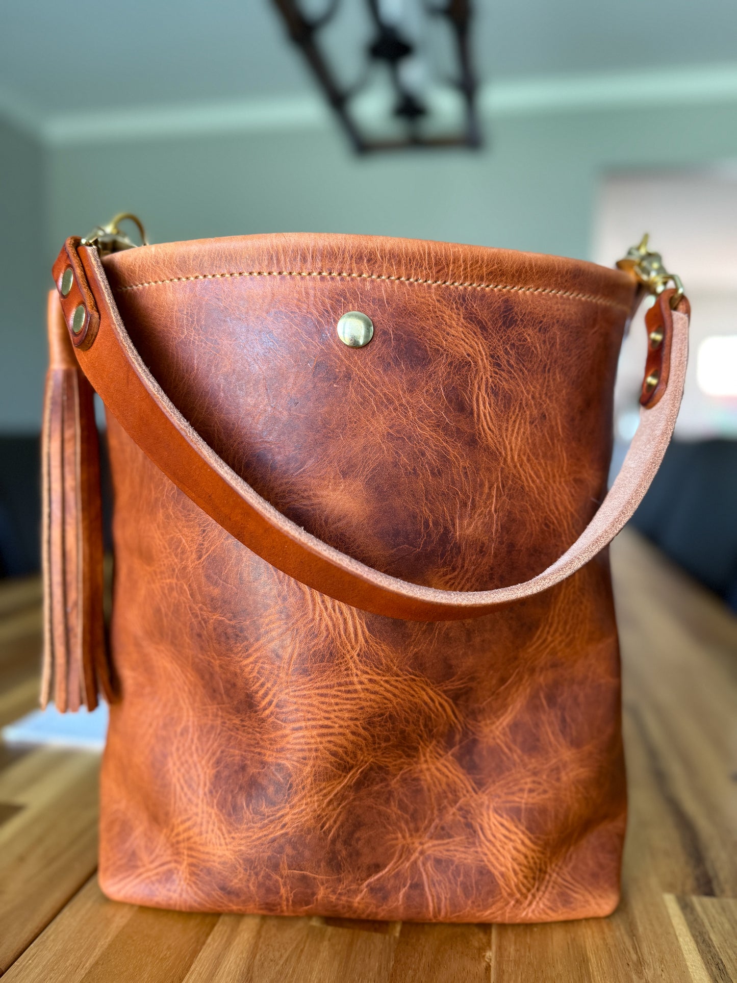 Braxton Bucket in Horween Natural Derby