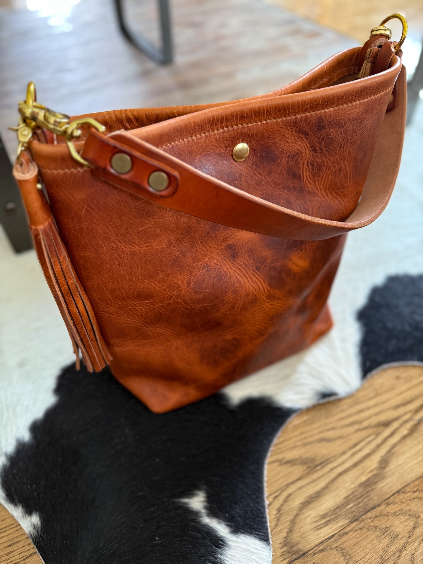 Braxton Bucket in Horween Natural Derby