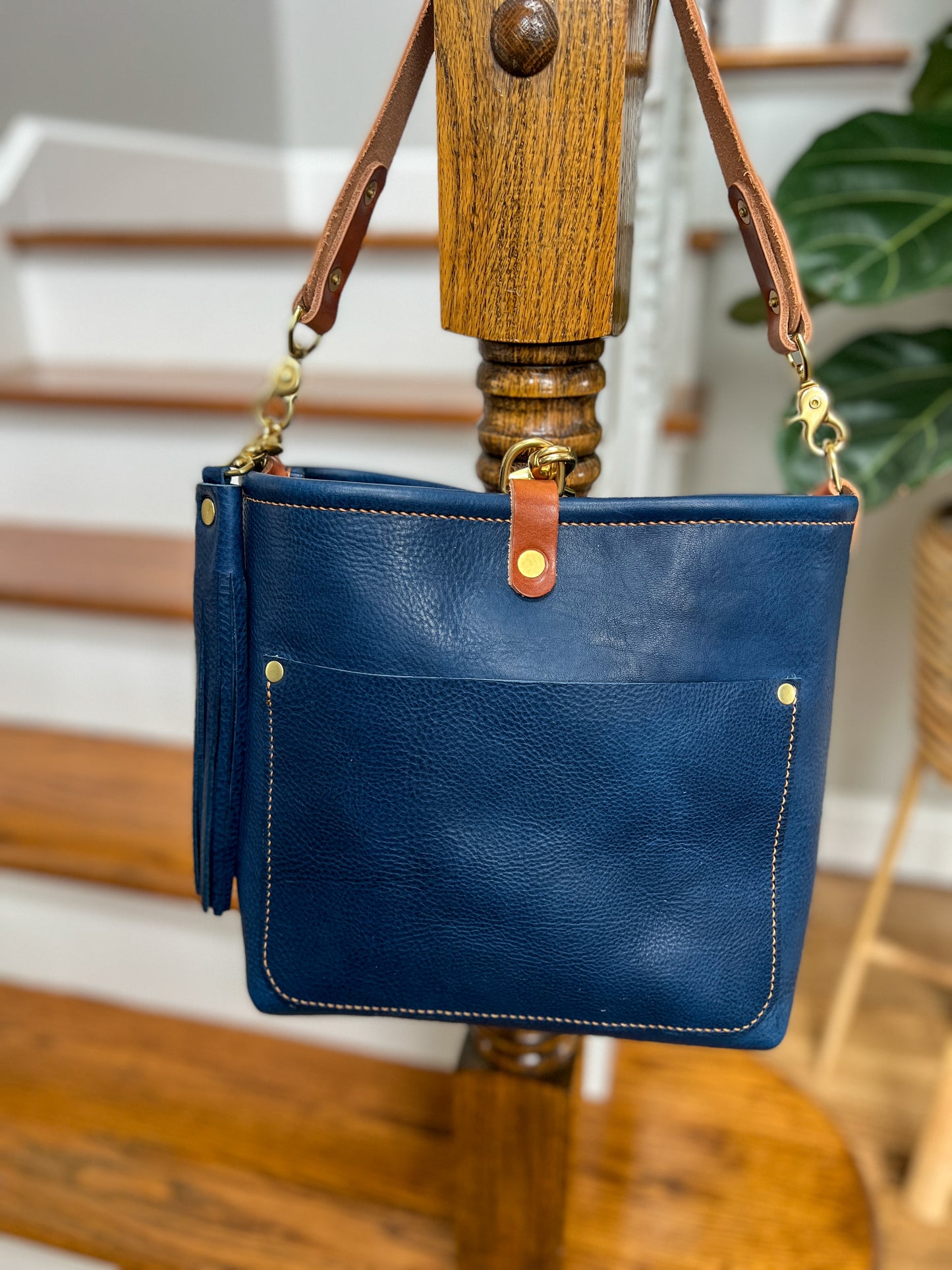 Bennett “shorty” Bucket in Denim Blue Italian Leather