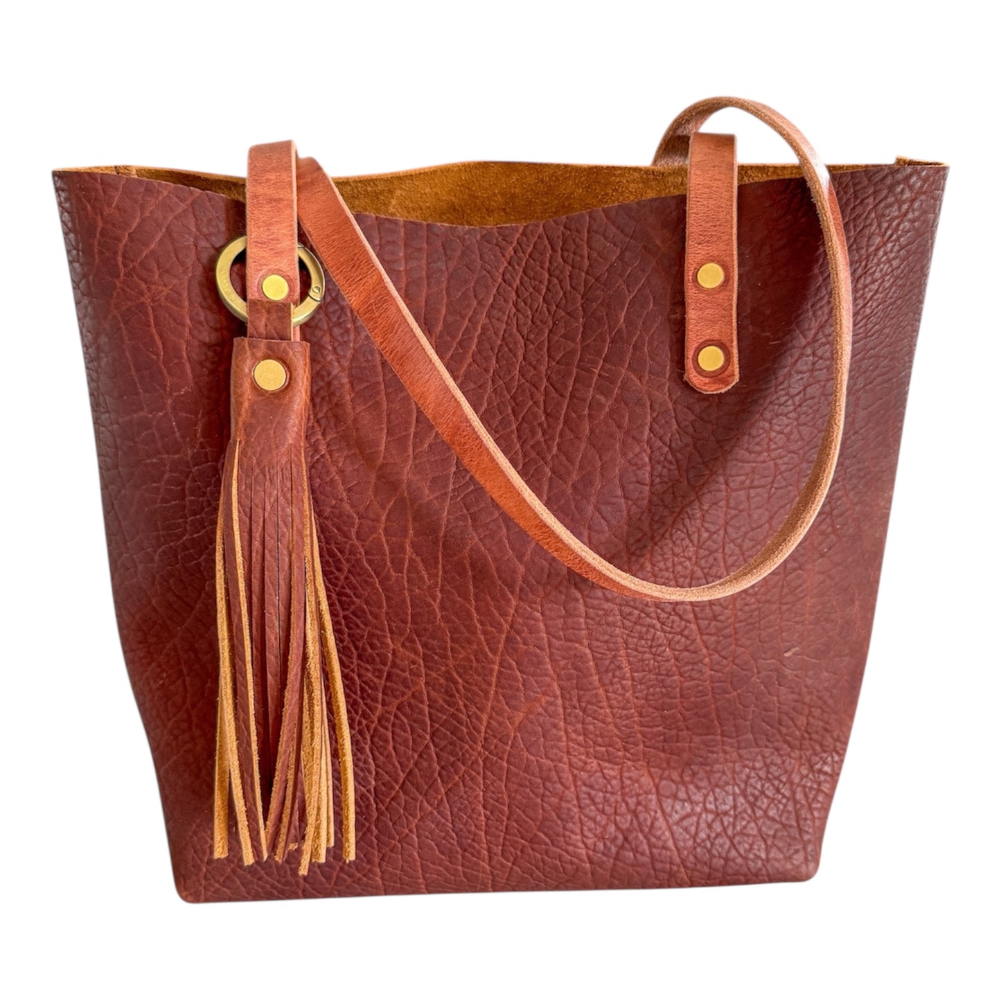 Classic Tote in Cherry Mahogany Full Grain Bison
