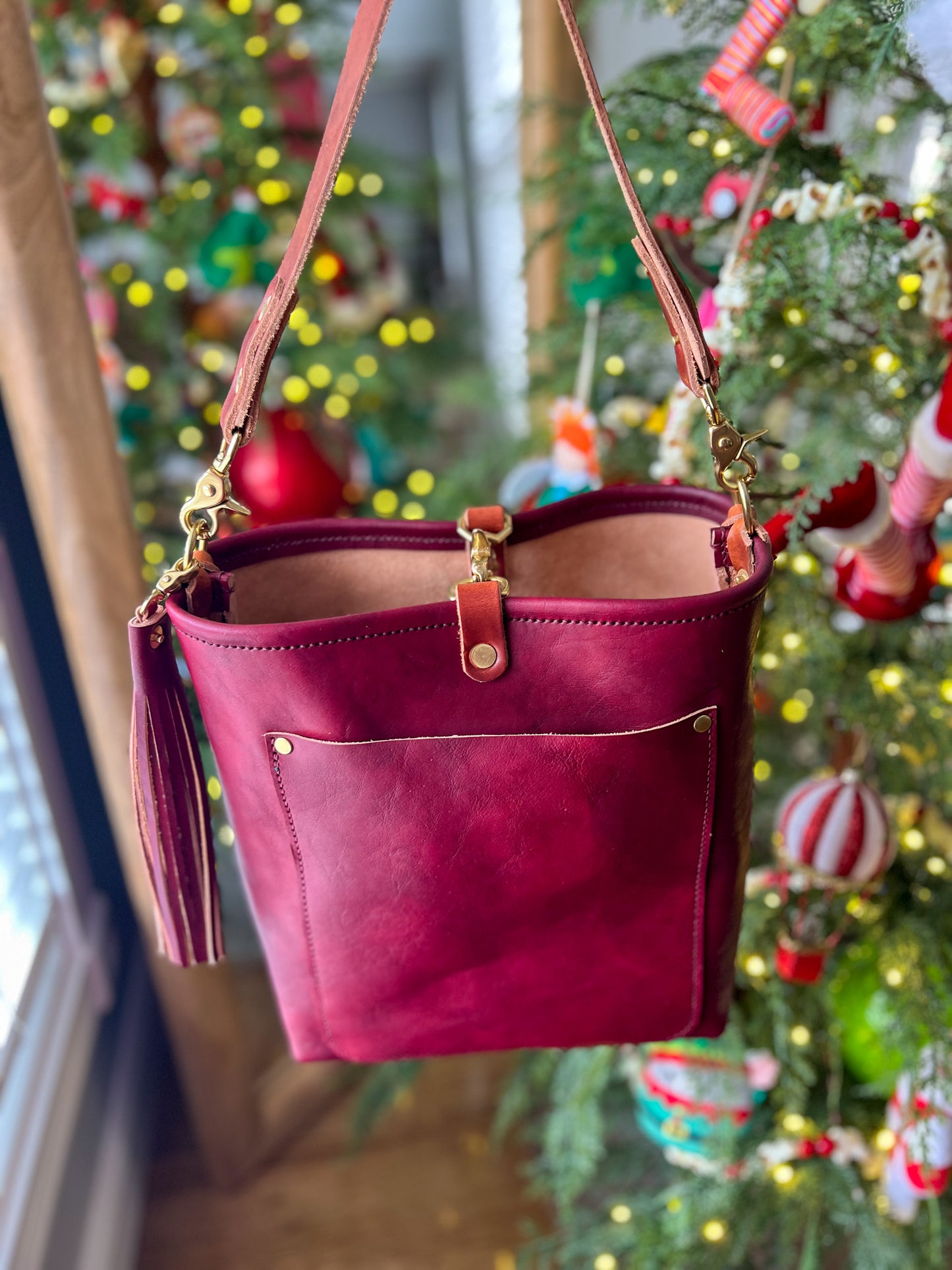Bennett Bucket in Mulberry Veg Tan Italian Leather