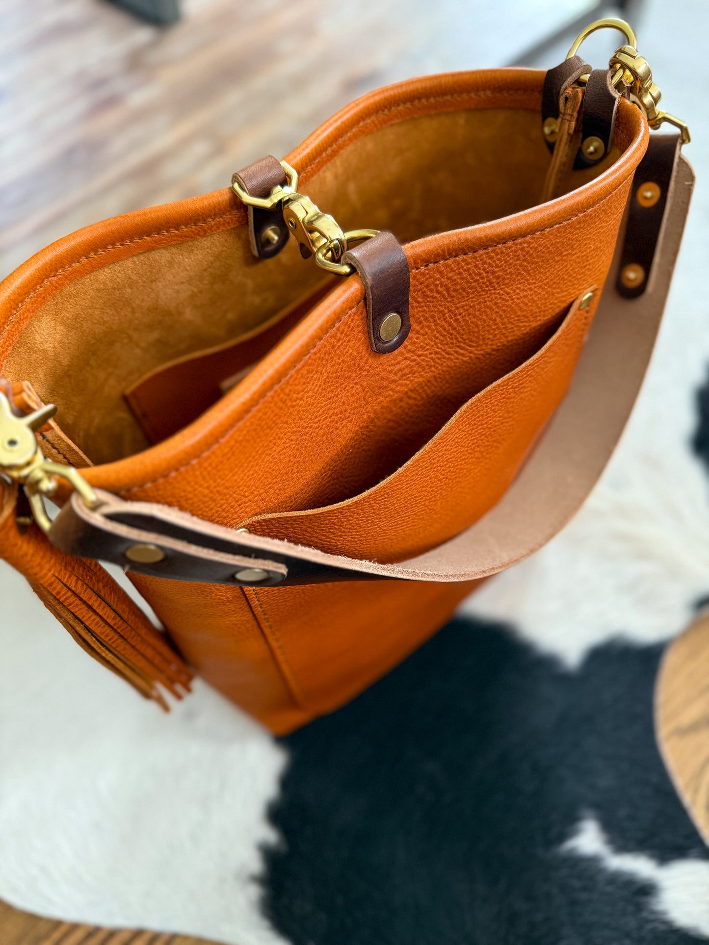 Bennett Bucket in Ginger Vachetta