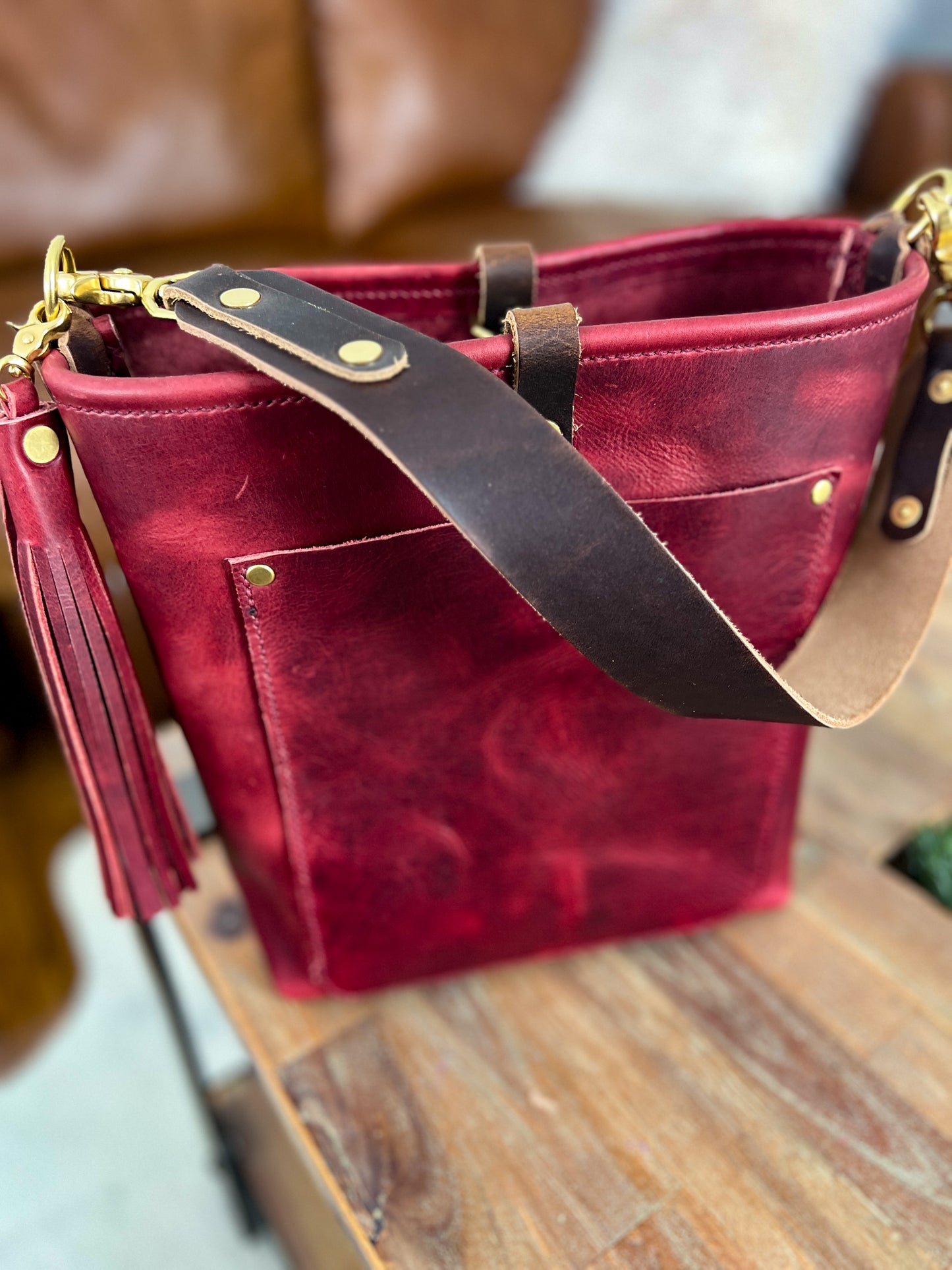Bennett Bucket in Russet Horween Derby Leather