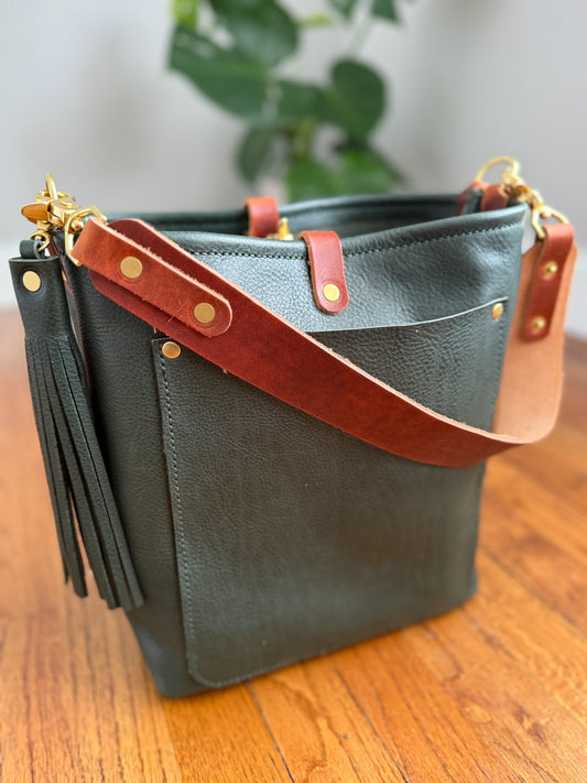 Bennett Bucket in Evergreen Vachetta