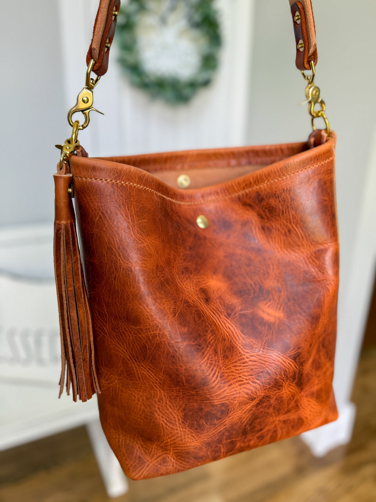 Braxton Bucket in Horween Natural Derby