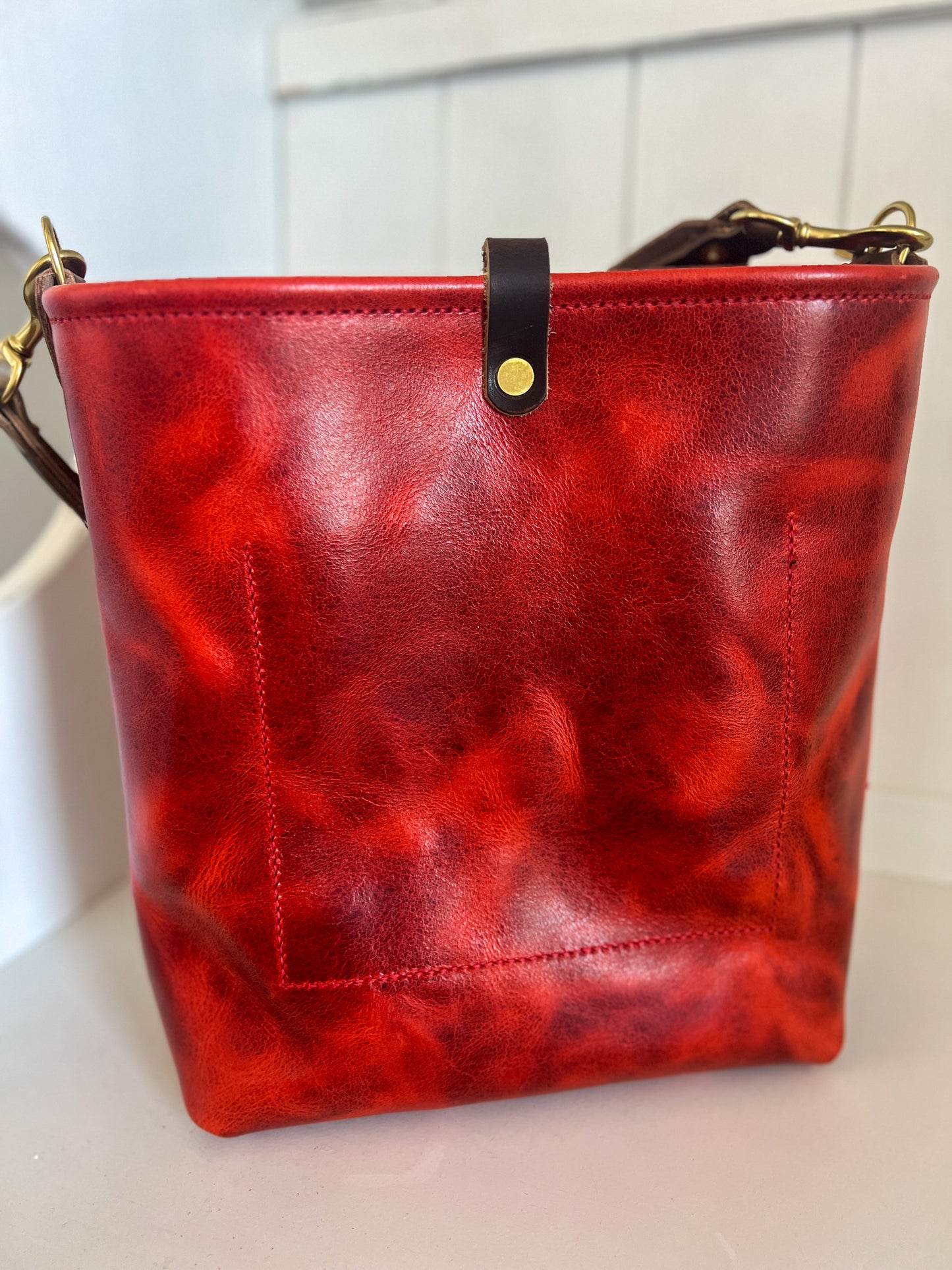 Bennett Bucket in Chili Pepper Full Grain Leather