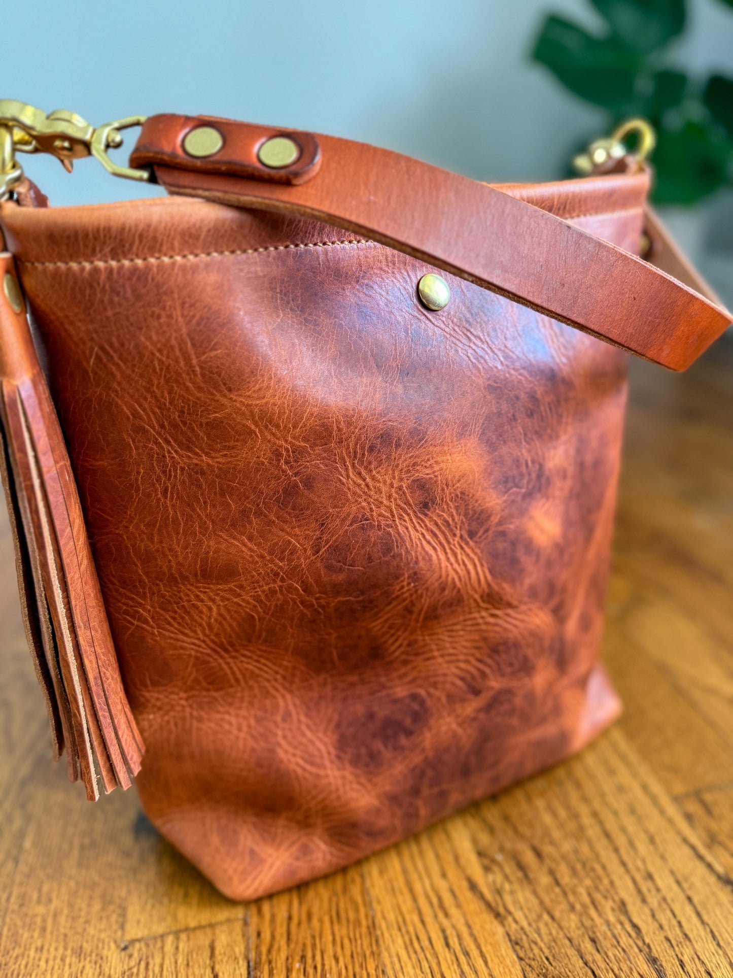 Braxton Bucket in Horween Natural Derby