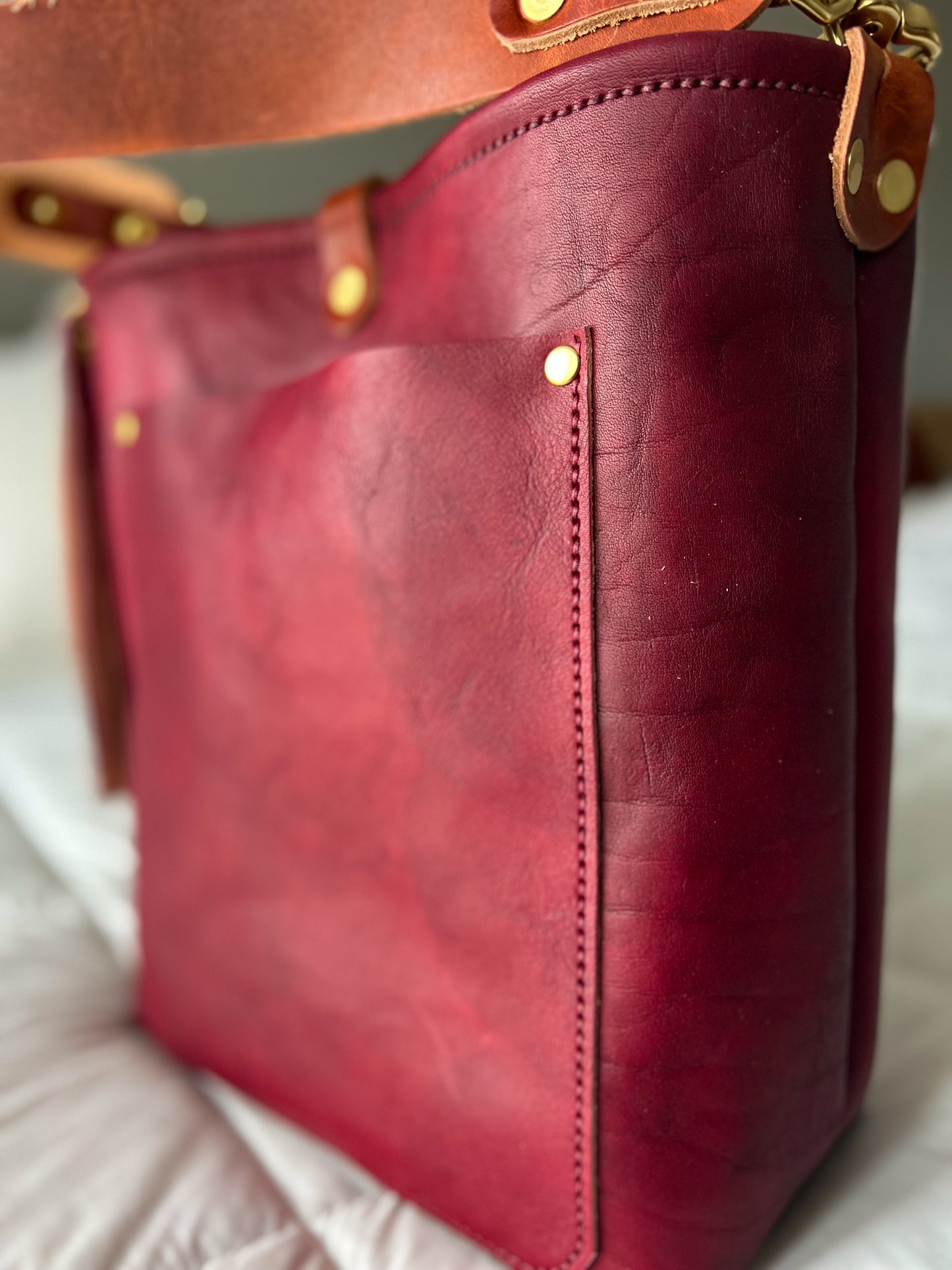 Bennett Bucket in Mulberry Veg Tan Italian Leather