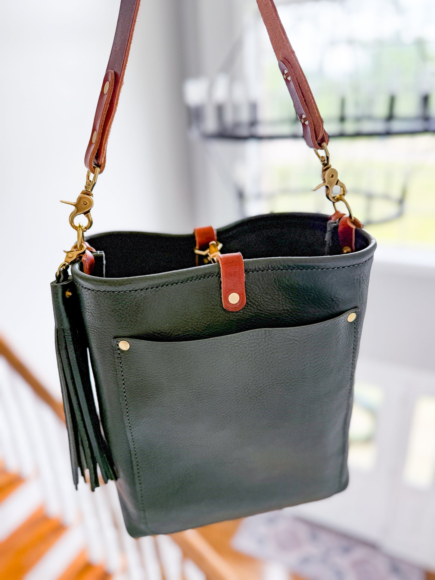 Bennett Bucket in Evergreen Vachetta
