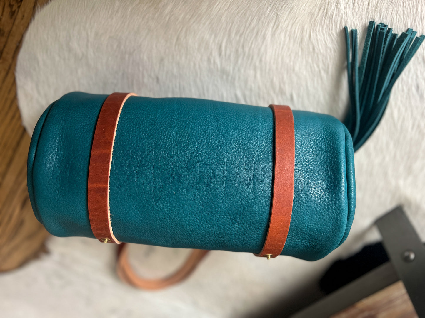 Bren Barrel in Italian Jeans Full Grain Leather