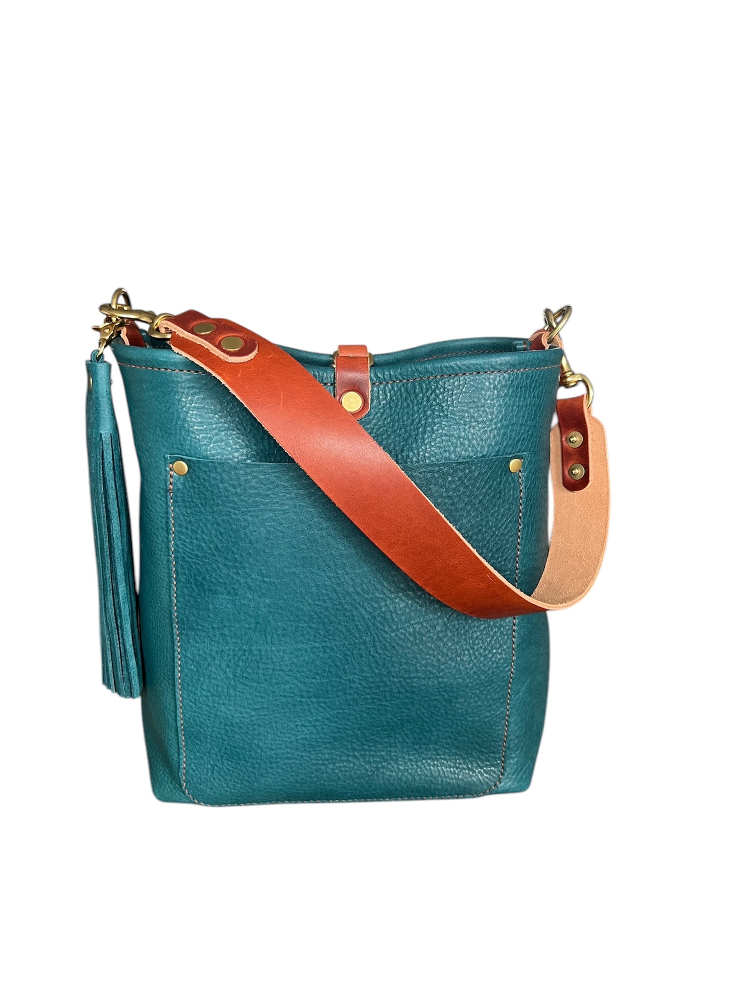 Bennett Bucket in Italian Blue Jeans Full Grain Leather