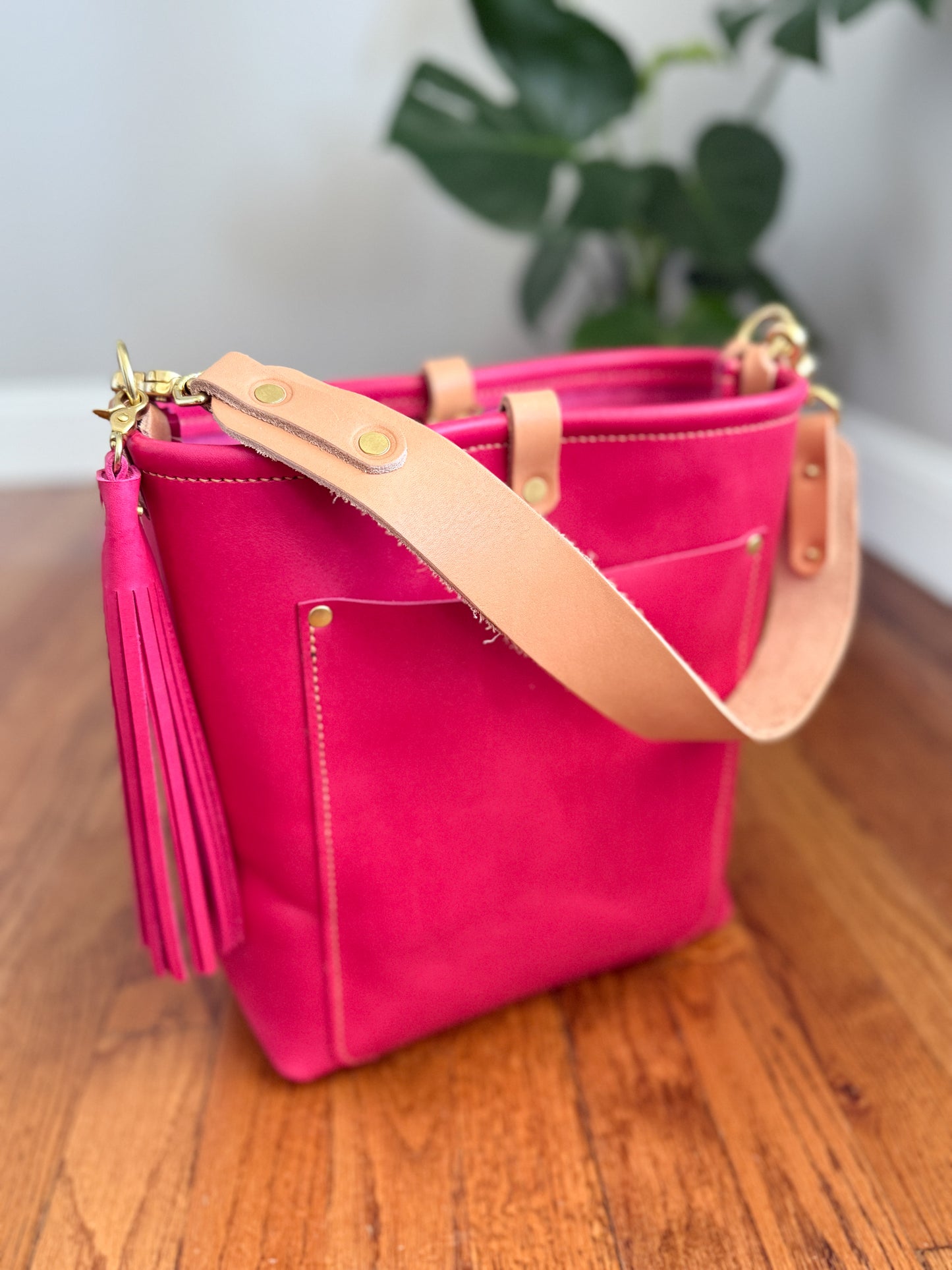 Bennett Bucket in Fuscia Vachetta (non-milled)