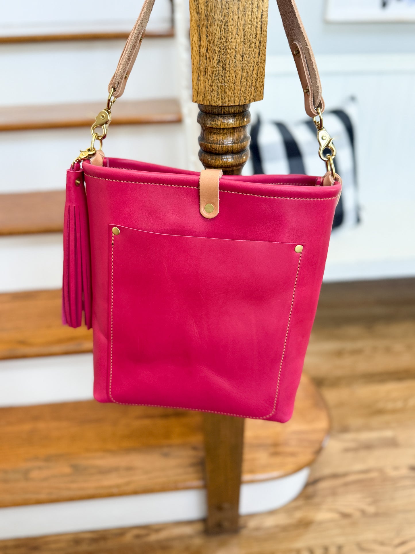 Bennett Bucket in Fuscia Vachetta (non-milled)