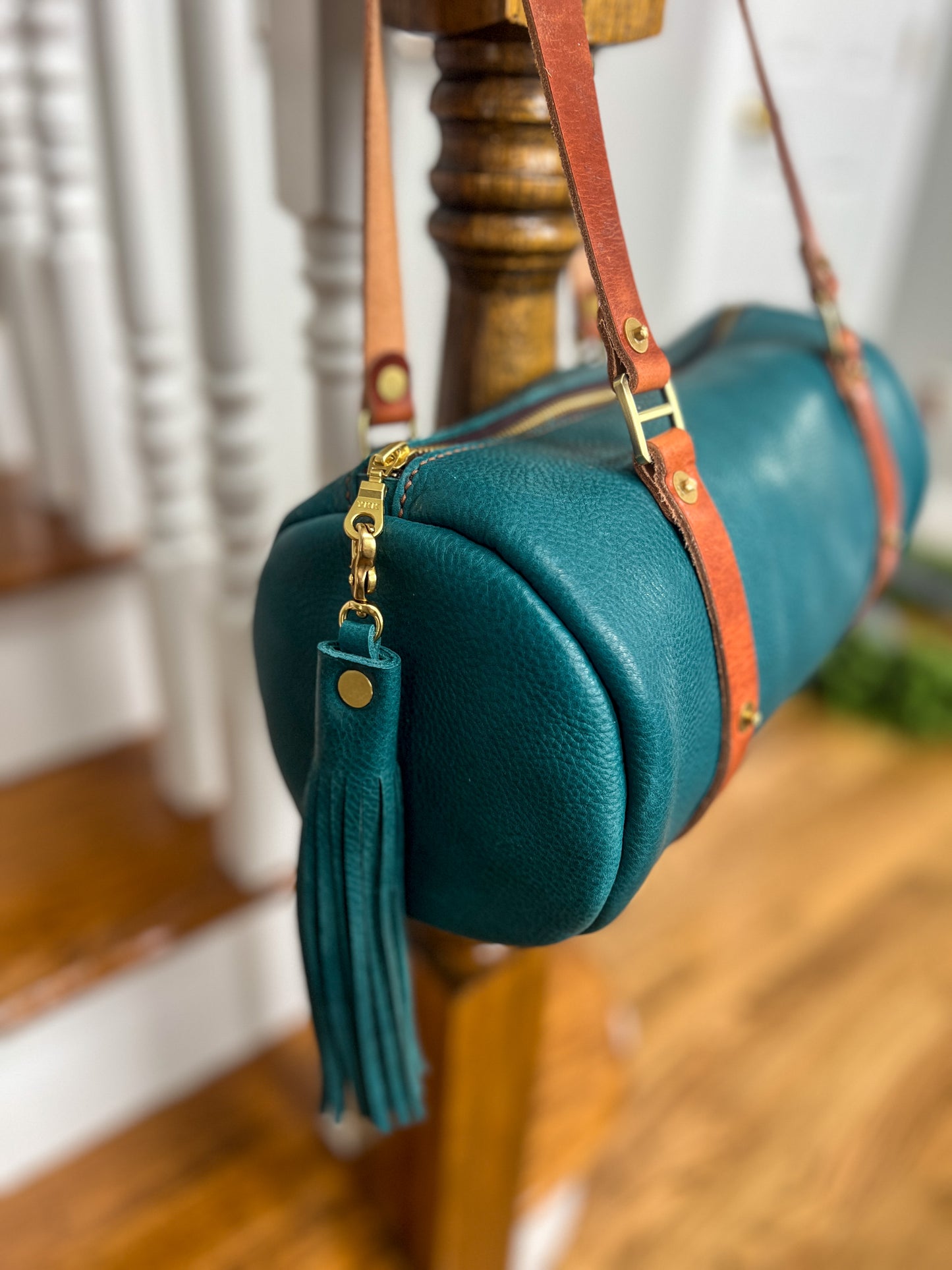 Bren Barrel in Italian Jeans Full Grain Leather