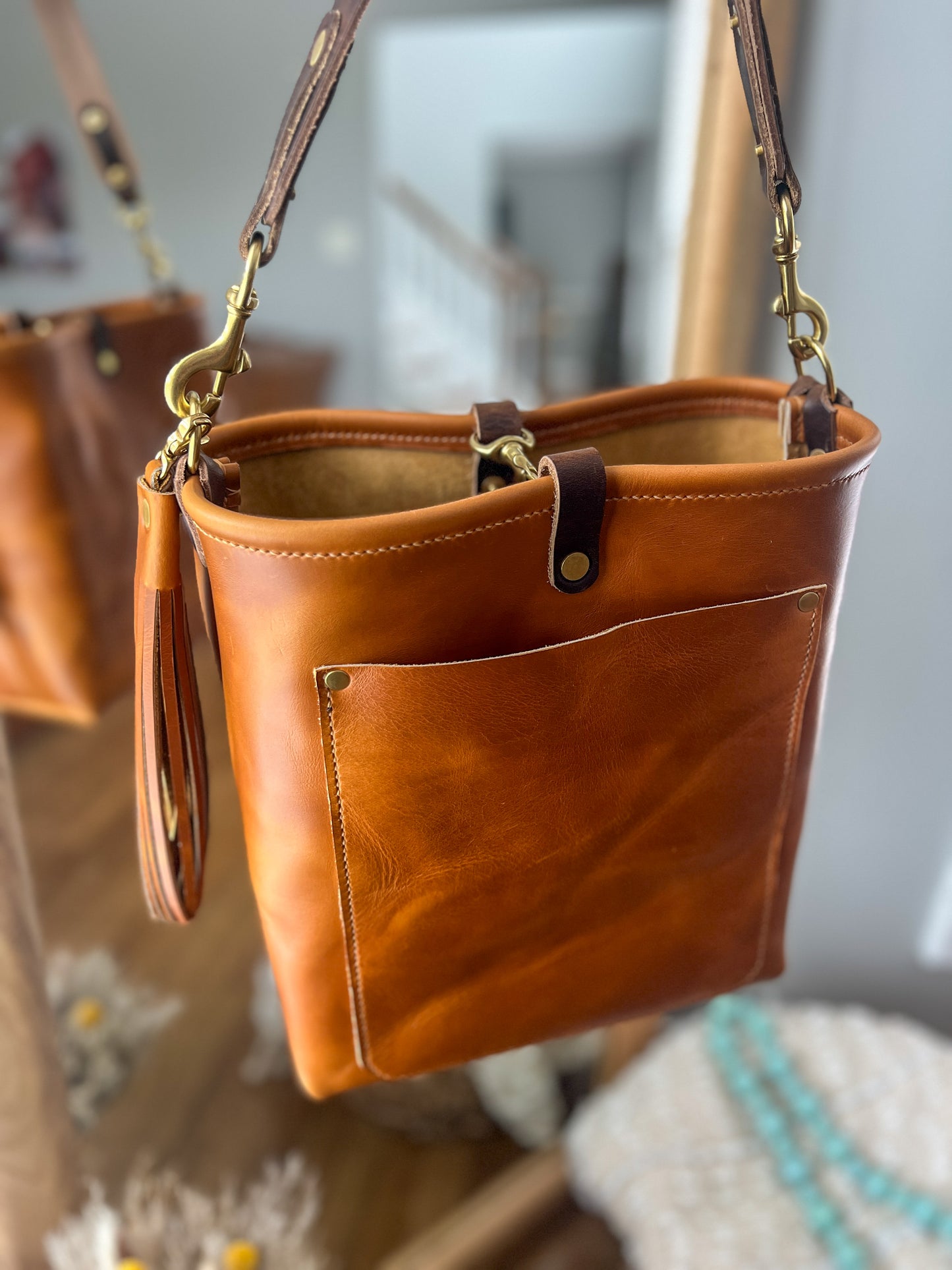 Bennett Bucket in Horween Butterscotch Full Grain Leather