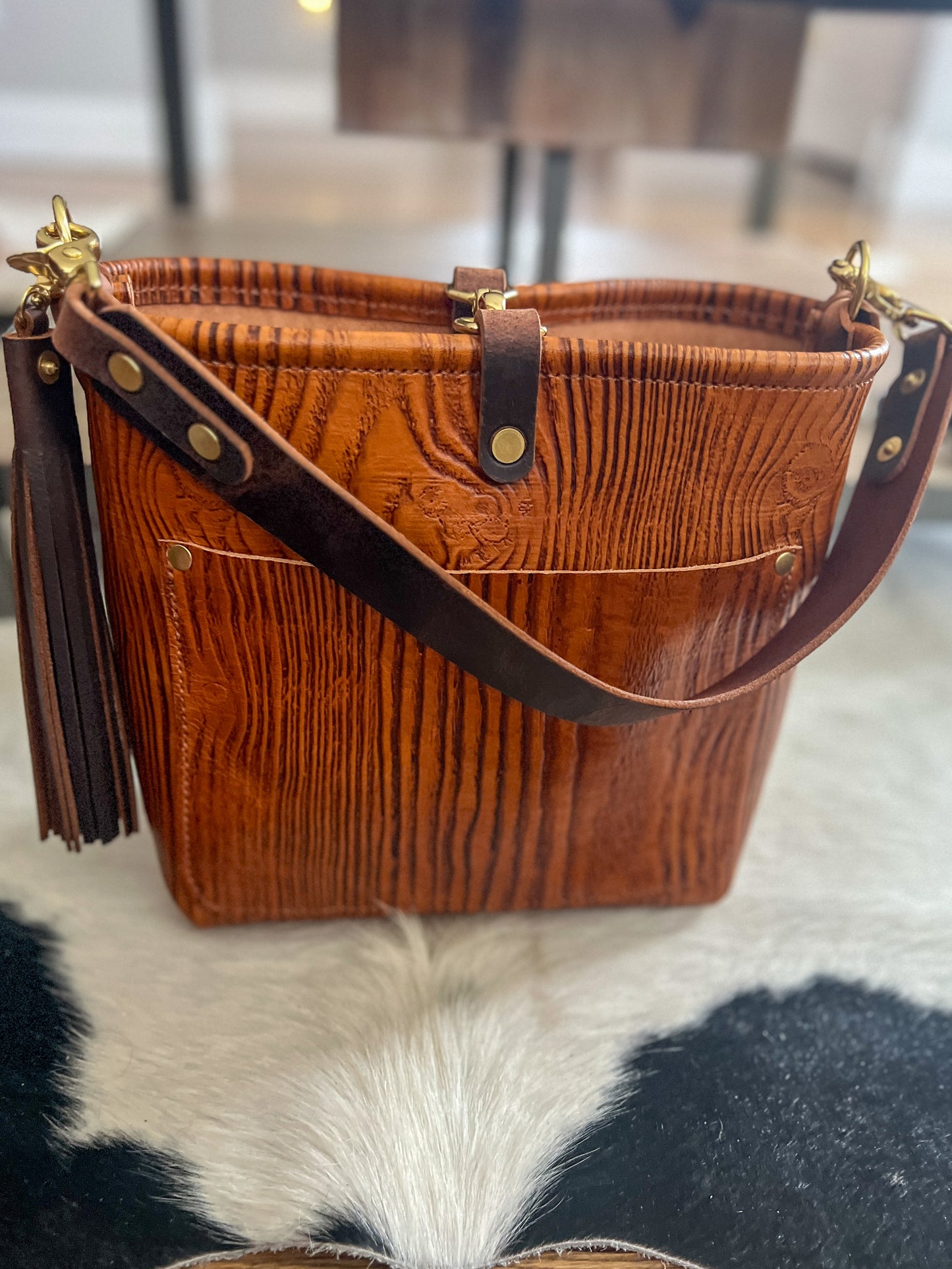Bennett “shorty” Bucket in Wooden Vachetta Leather
