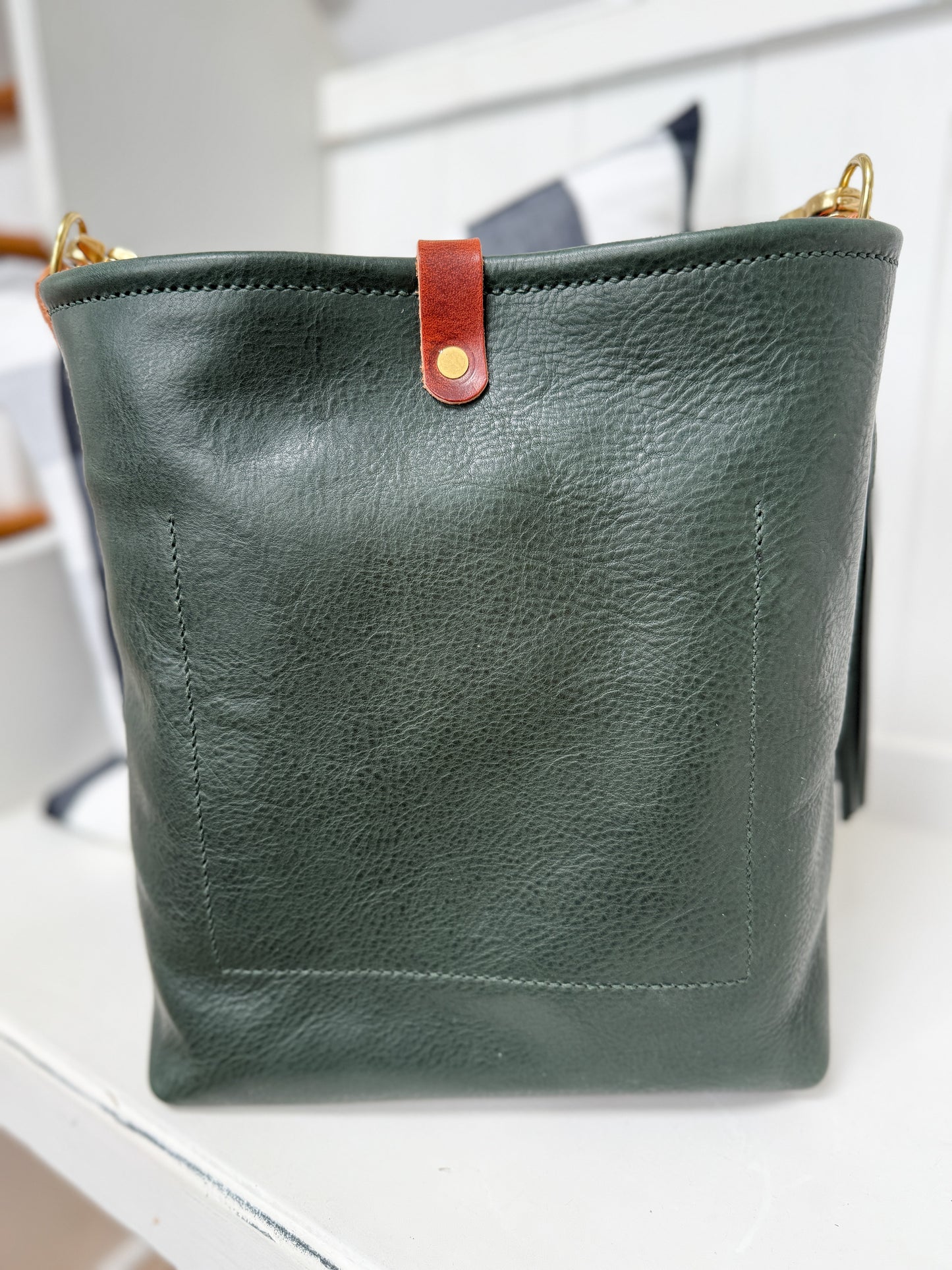 Bennett Bucket in Evergreen Vachetta