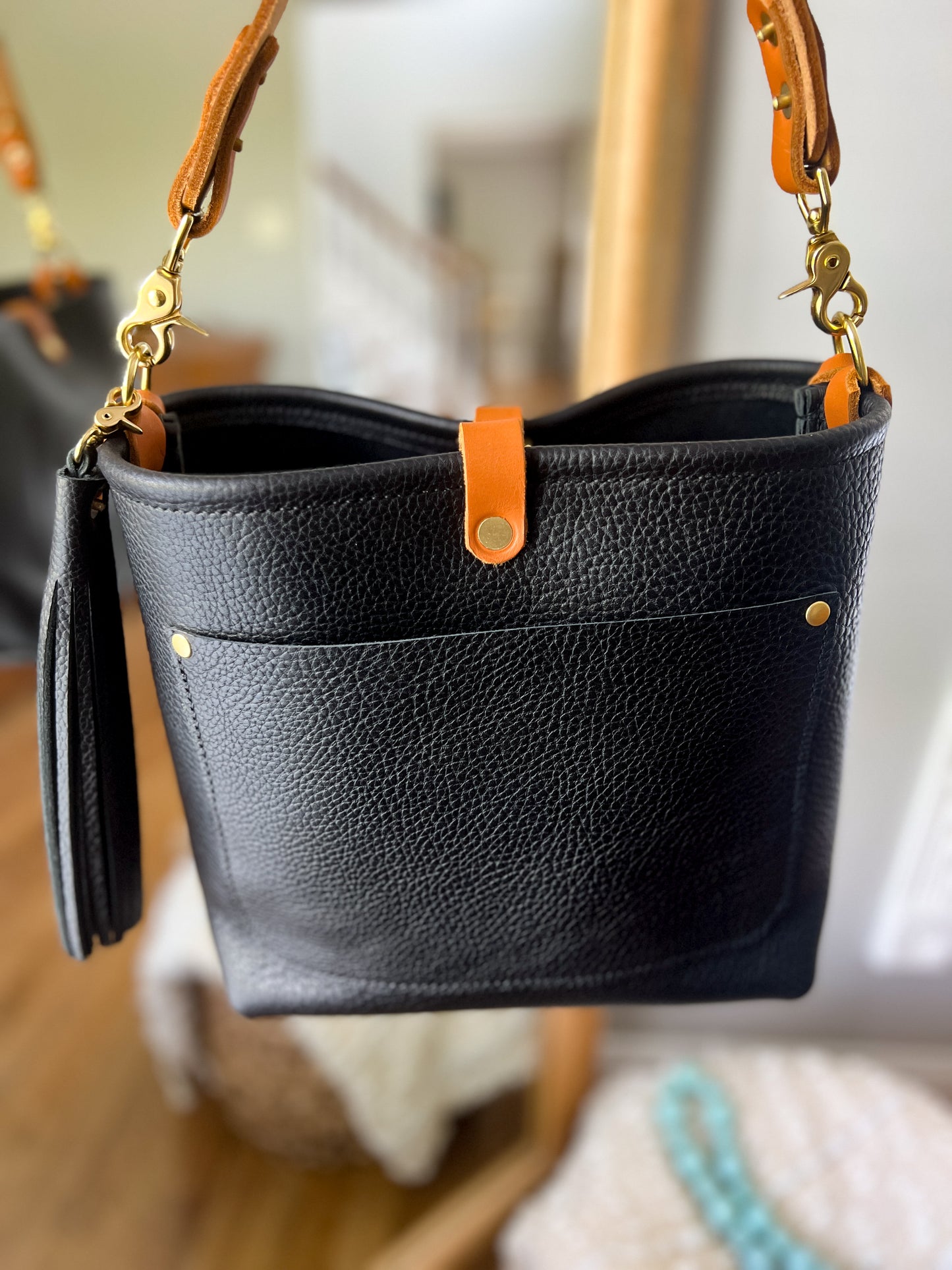 Bennett “shorty” Bucket in Horween Black Pebbled Leather