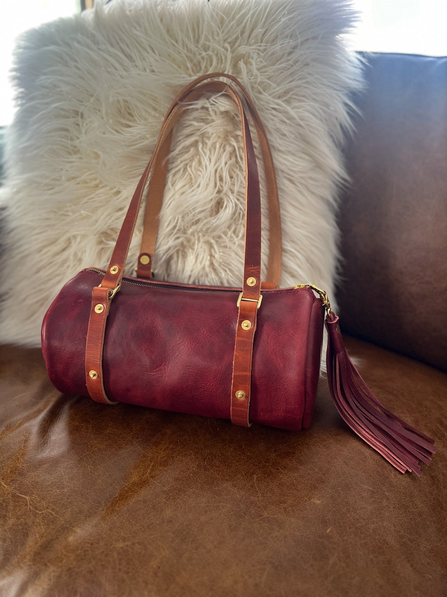 Bren Barrel in Horween Russet Full Grain Leather