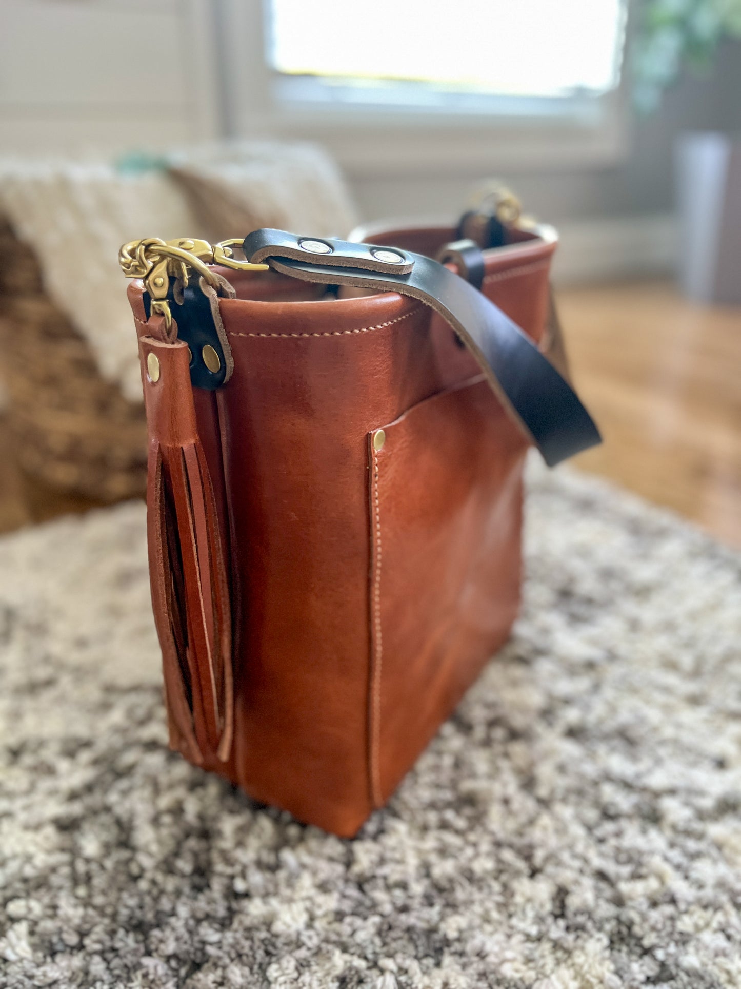 Bennett Bucket in Full Grain Toffee Vegetable Tanned Leather