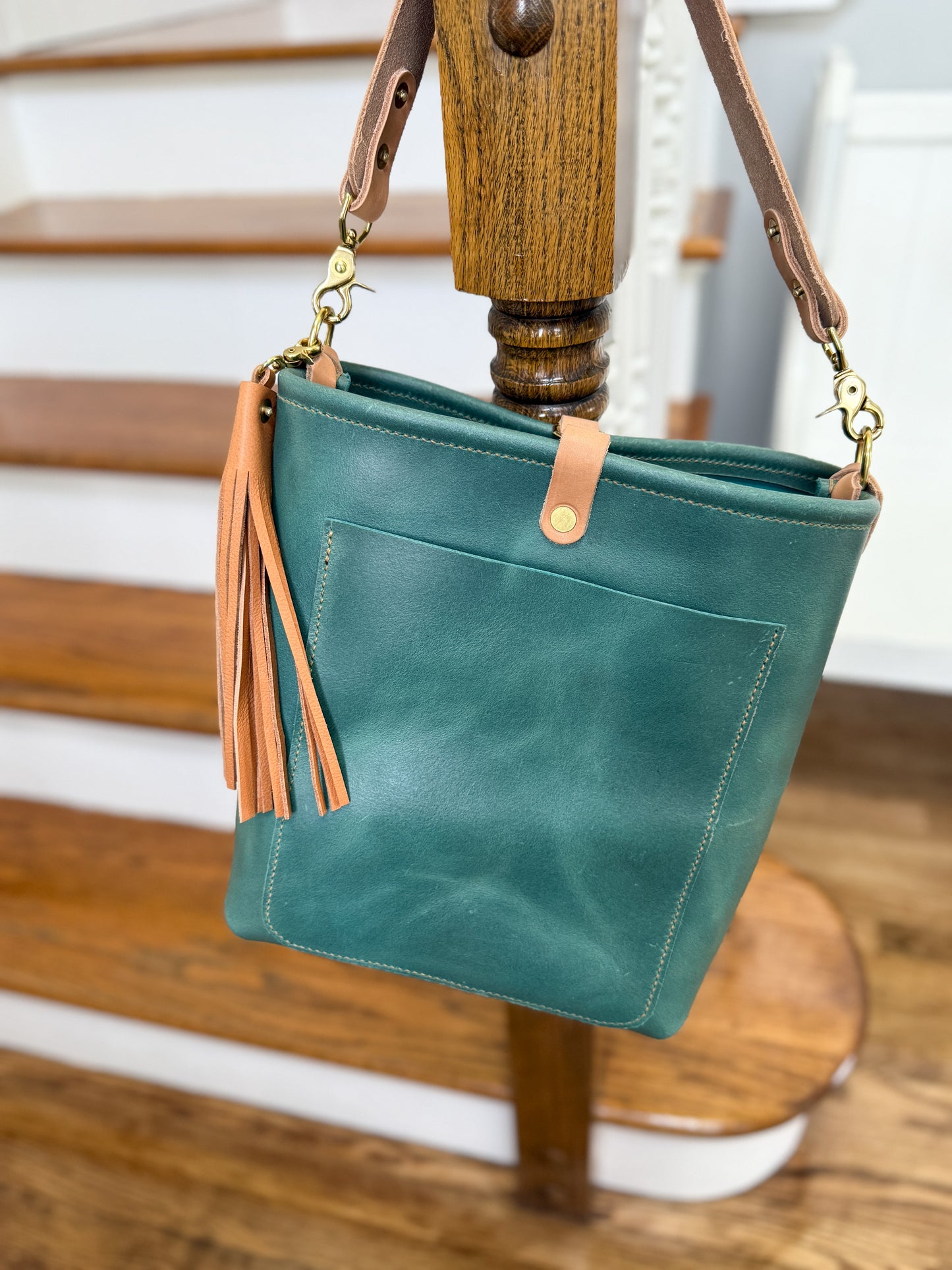Bennett Bucket in Aqua Pearl Horween