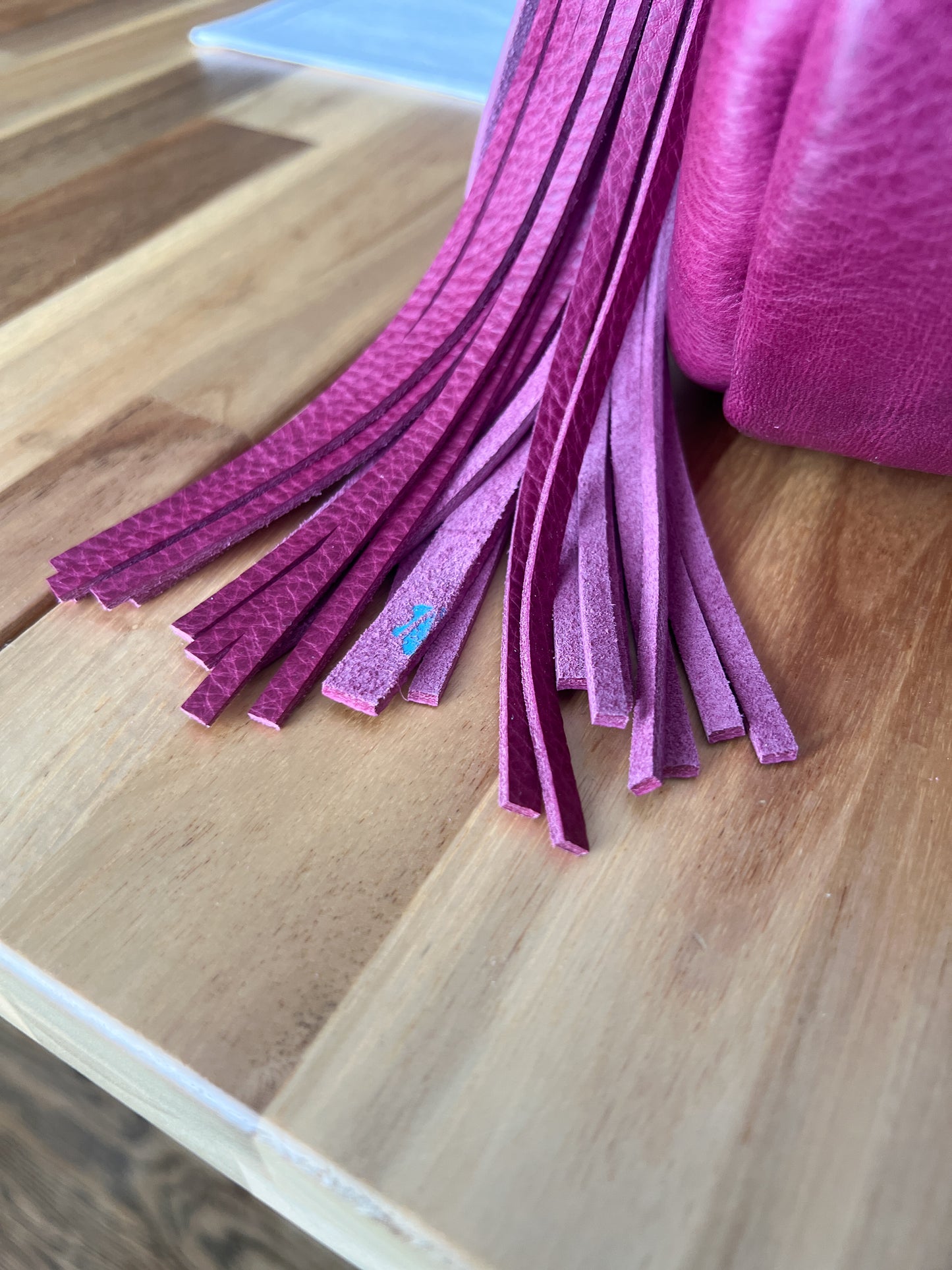 Tannery stamp on flesh side of tassel