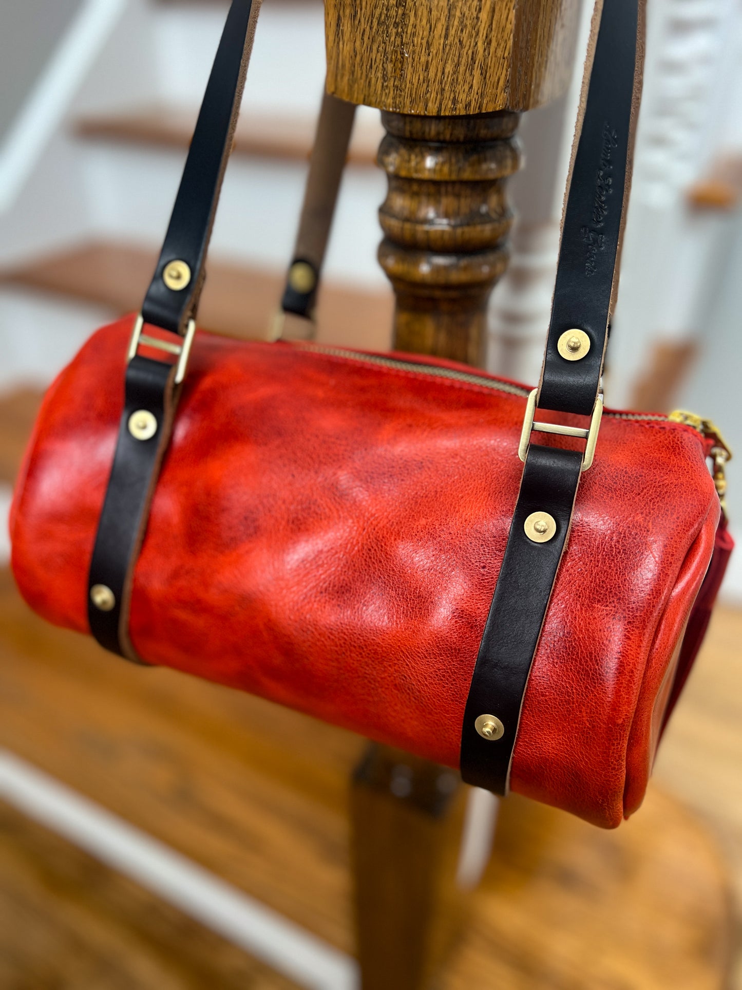 Bren Barrel in Chili Pepper Full Grain Leather