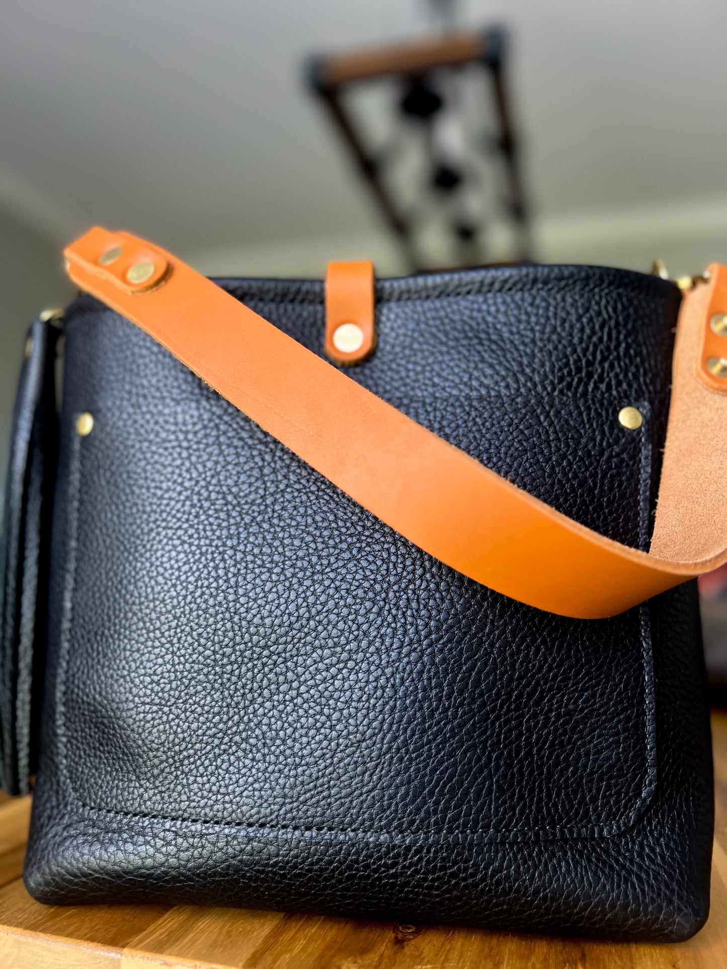 Bennett “shorty” Bucket in Horween Black Pebbled Leather