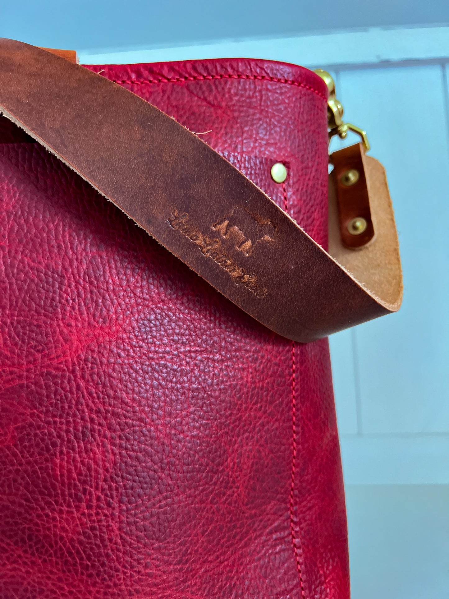 Bennett Bucket in Full Grain Cranberry Leather