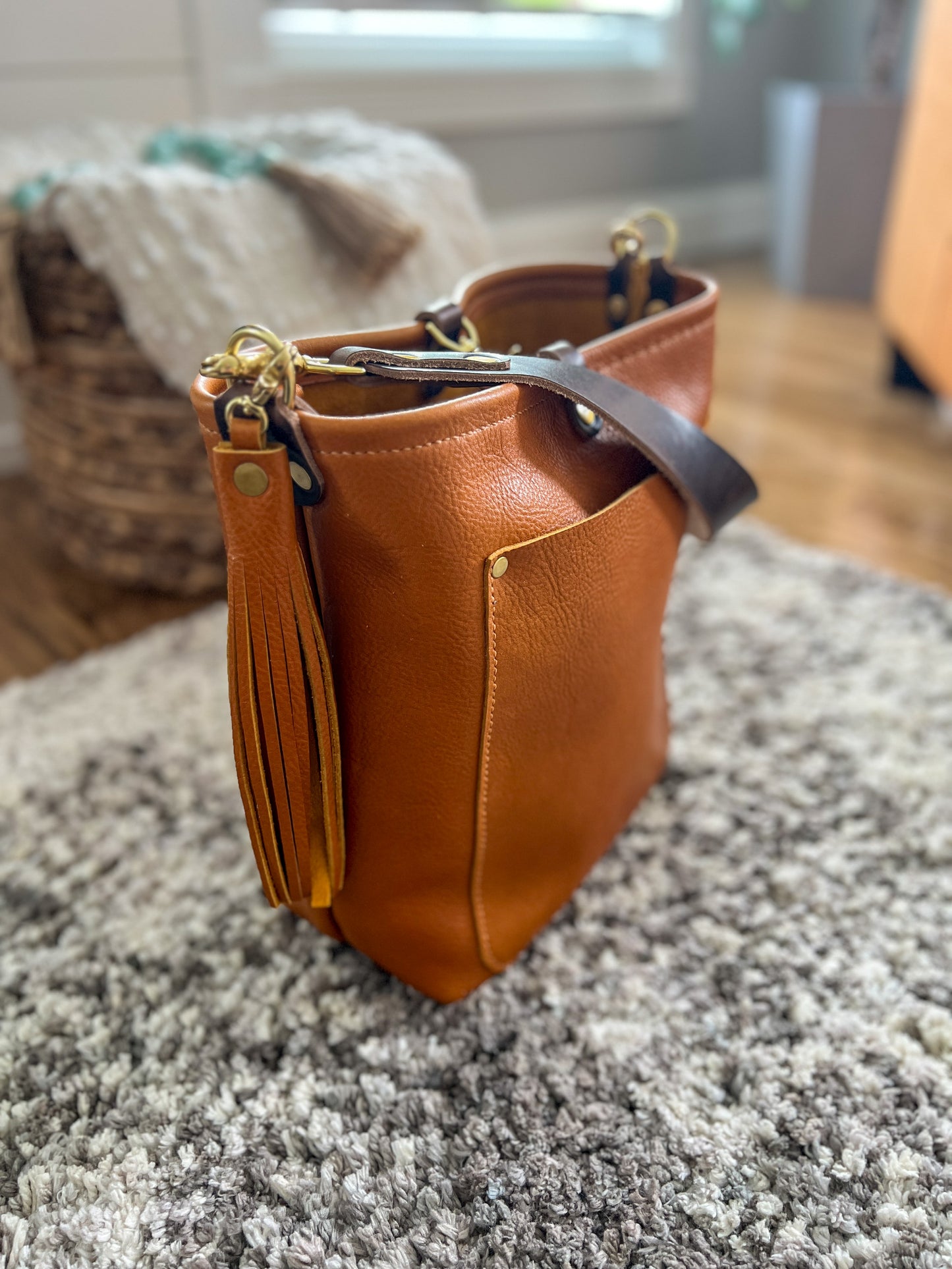 Bennett Bucket in Golden Honey Full Grain Leather