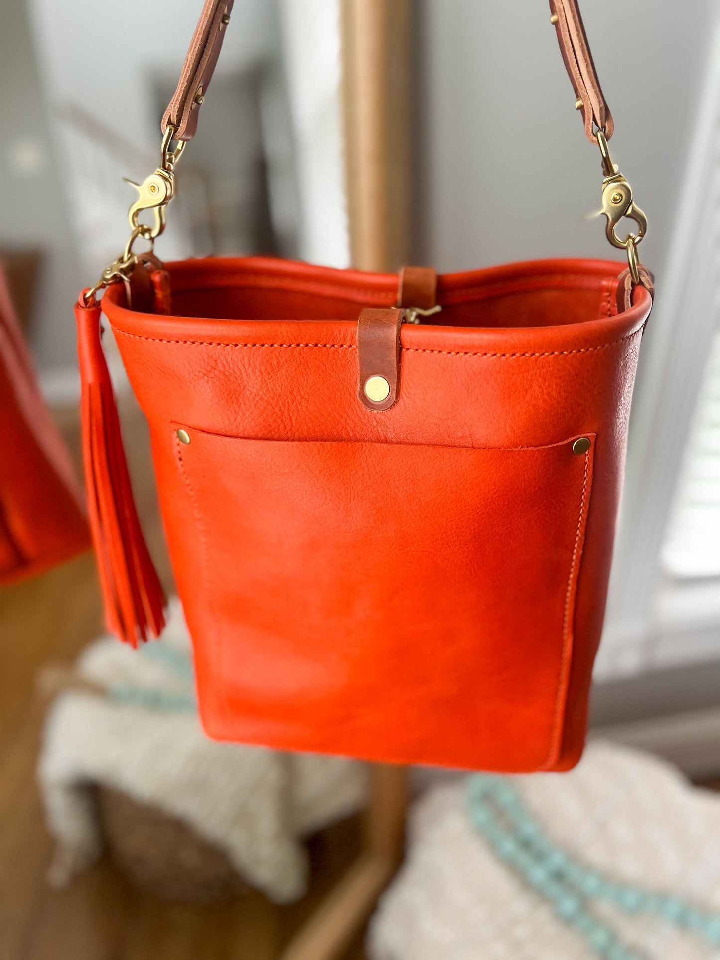 Bennett Bucket in Mandarin Vachetta