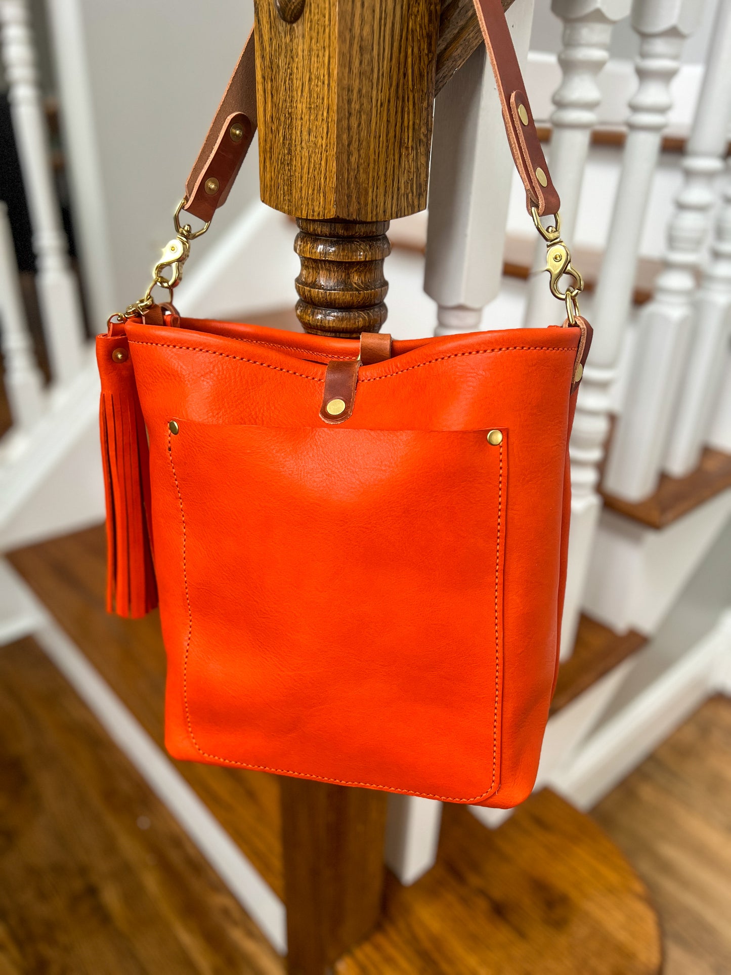 Bennett Bucket in Mandarin Vachetta