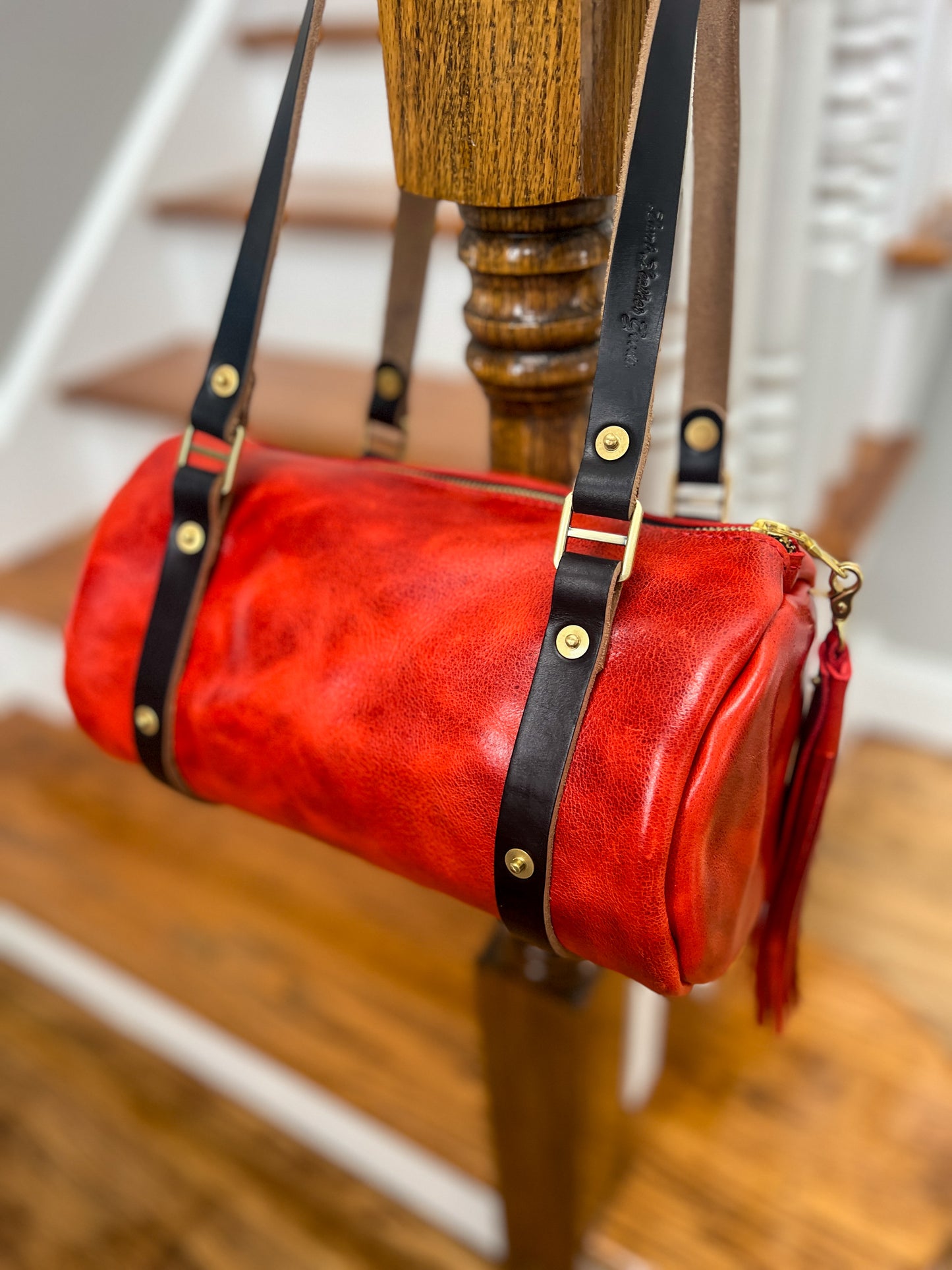 Bren Barrel in Chili Pepper Full Grain Leather
