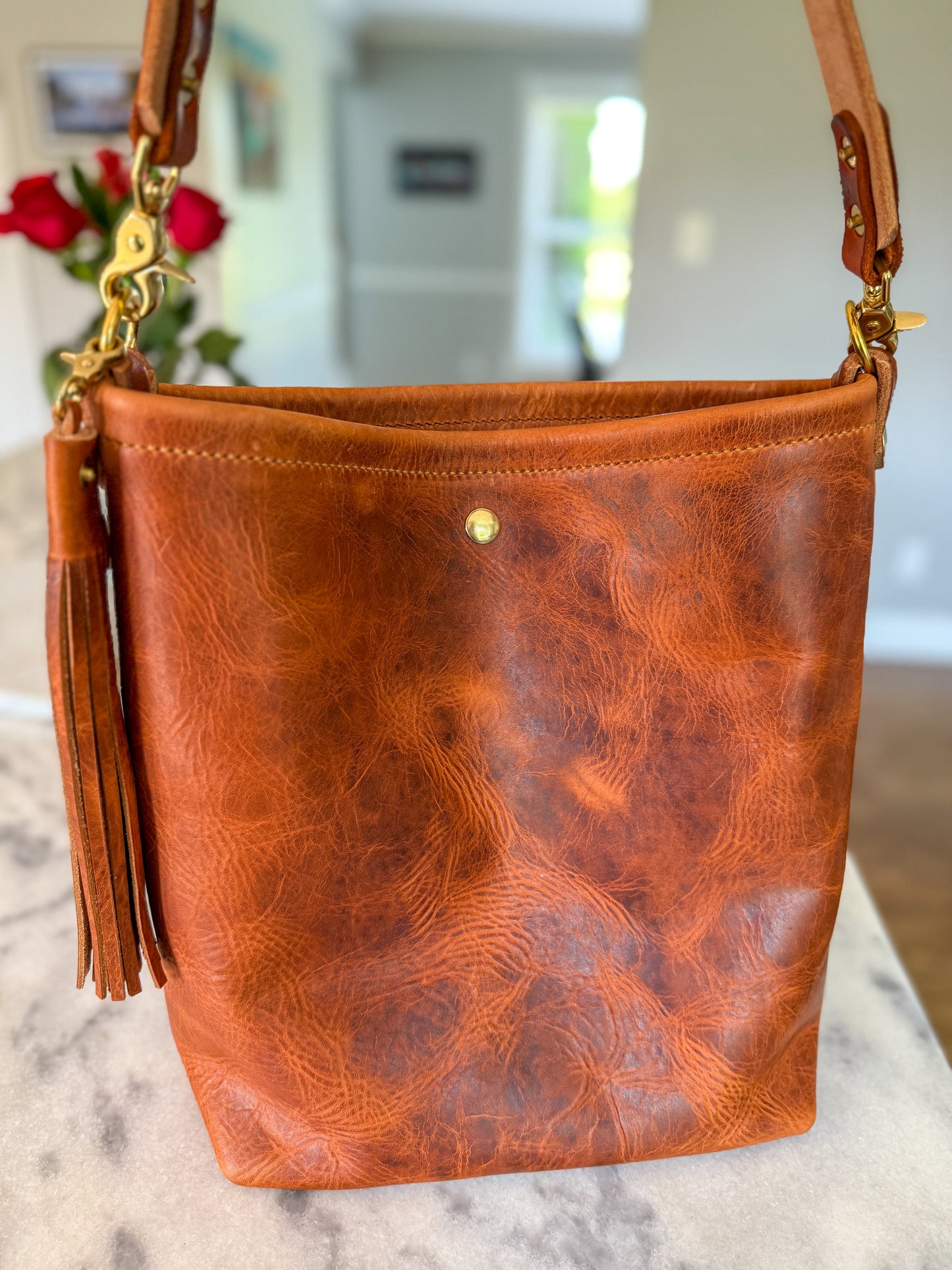 Braxton Bucket in Horween Natural Derby