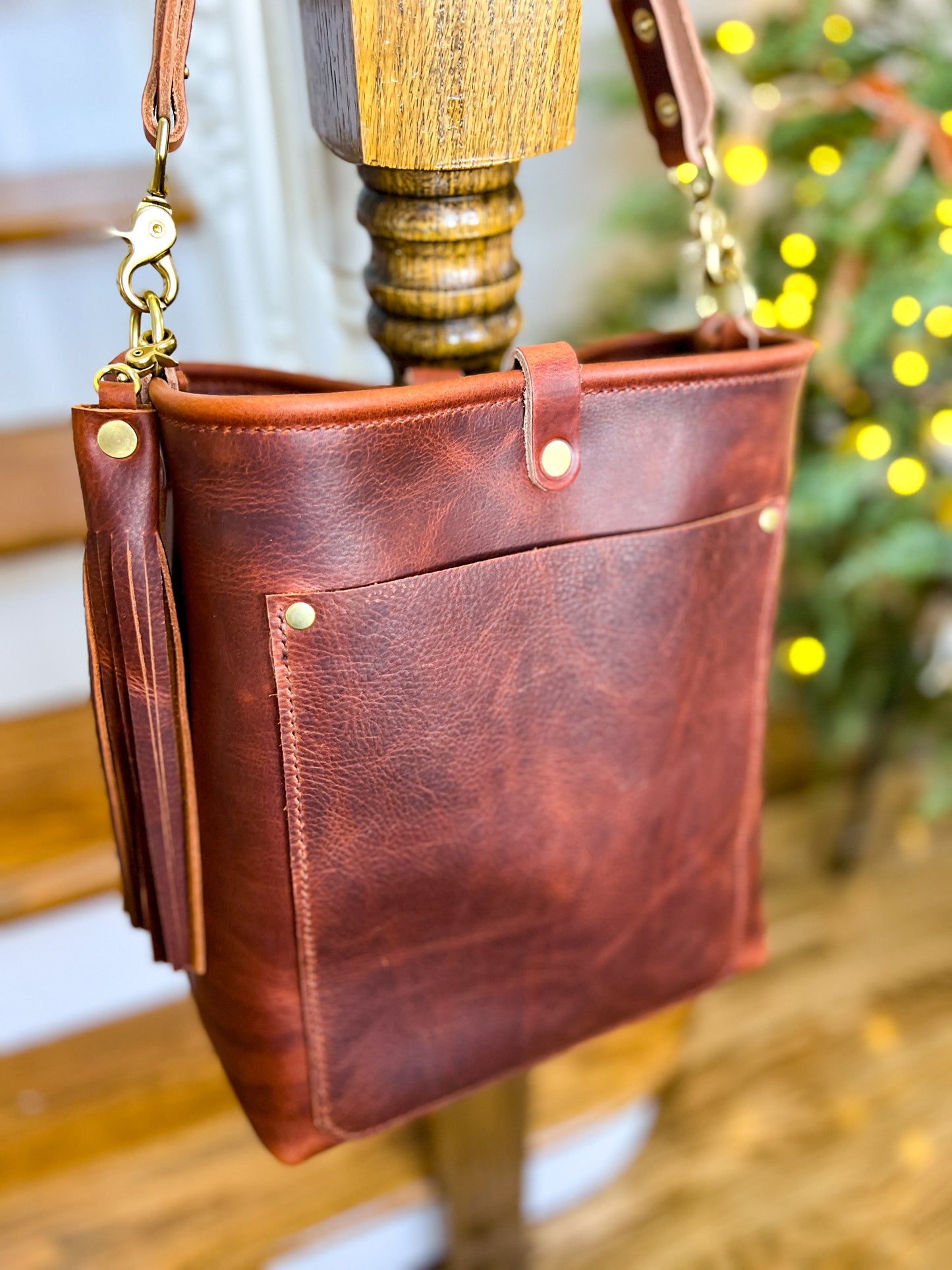 Bennett Bucket in Amber Full Grain Leather