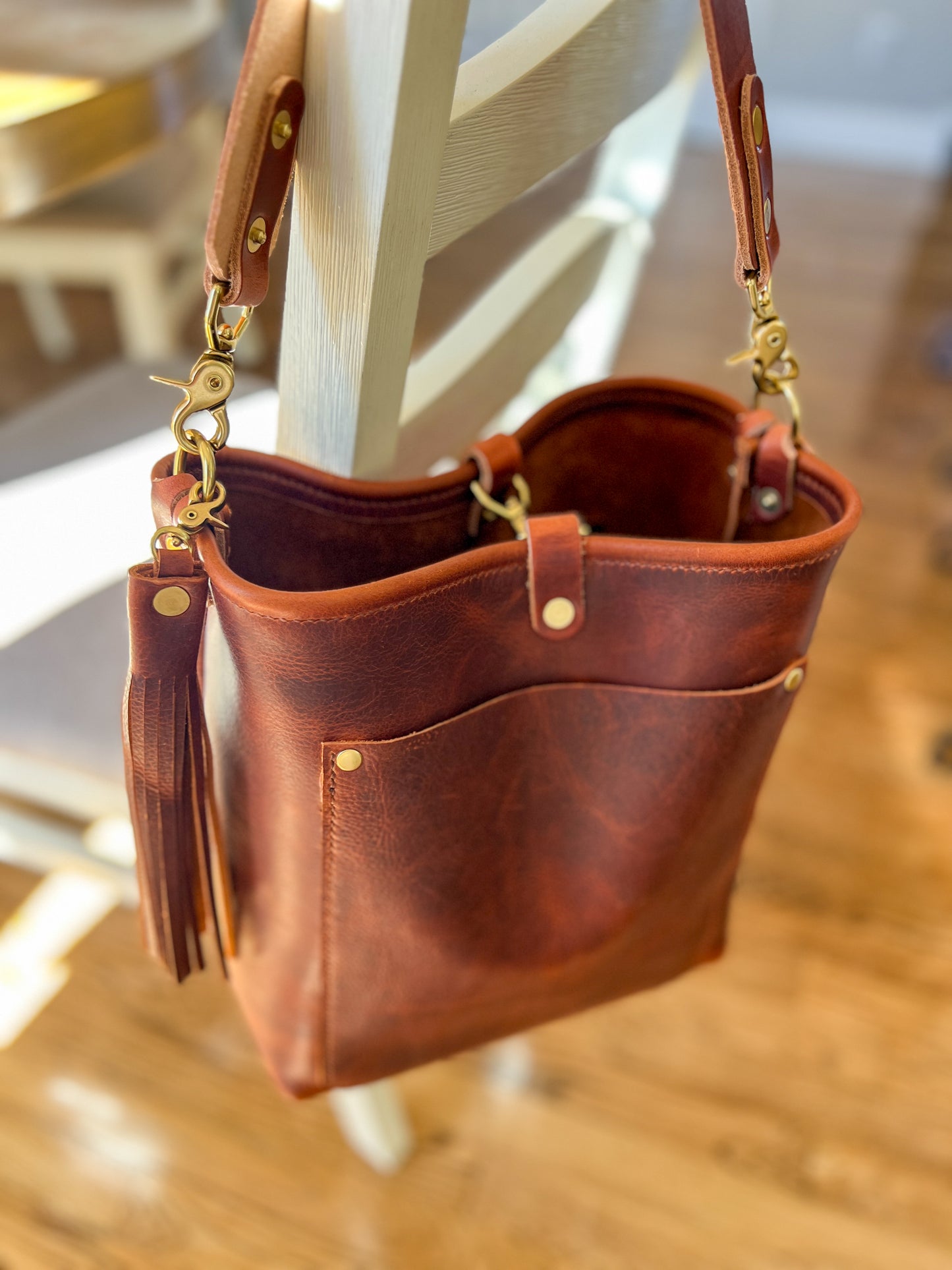 Bennett Bucket in Amber Full Grain Leather