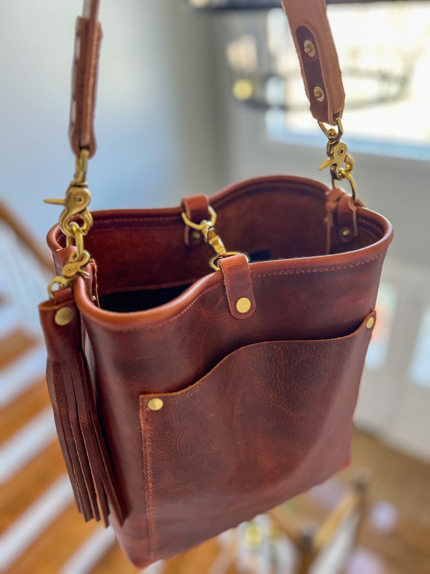 Bennett Bucket in Amber Full Grain Leather