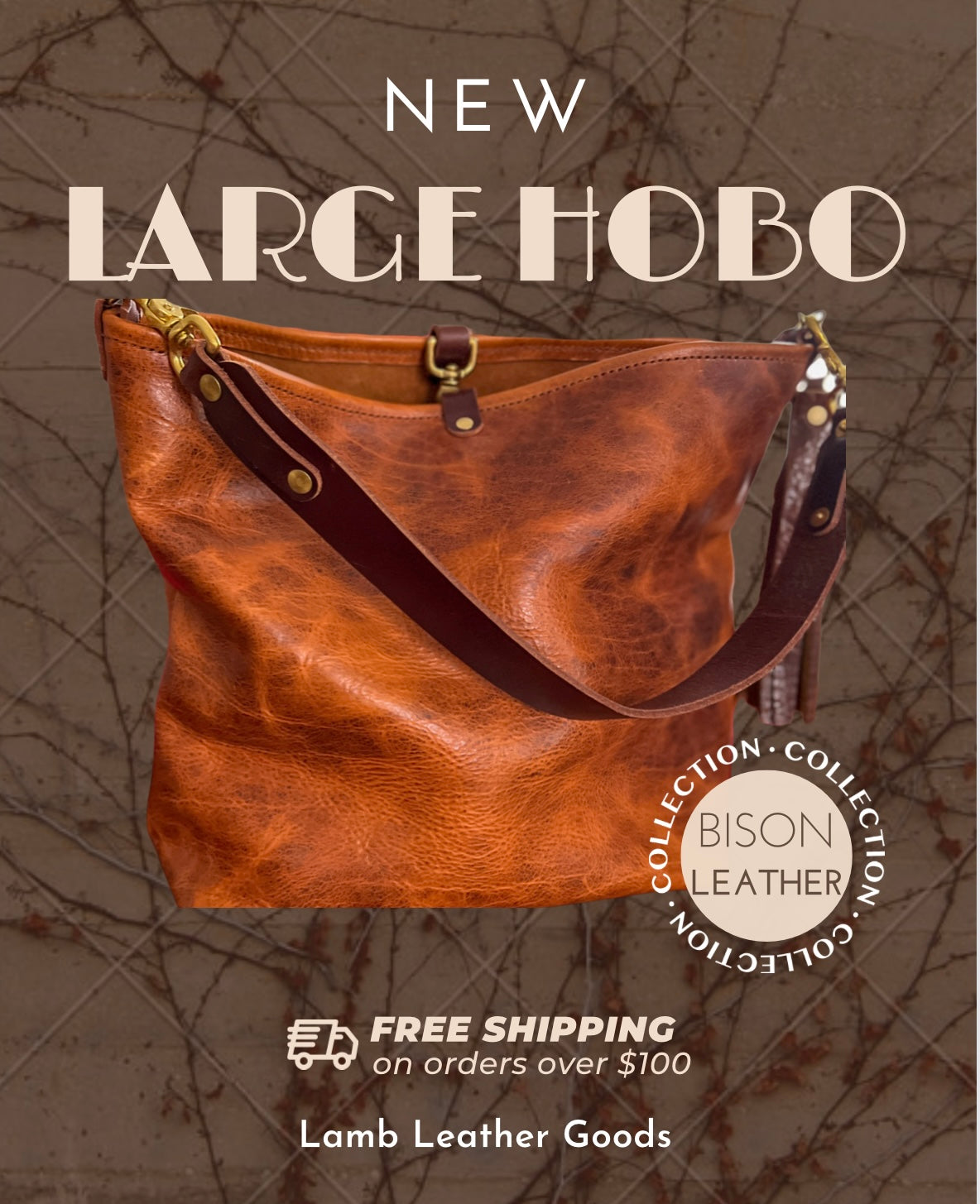 Large Hobo in Maple Glazed Bison