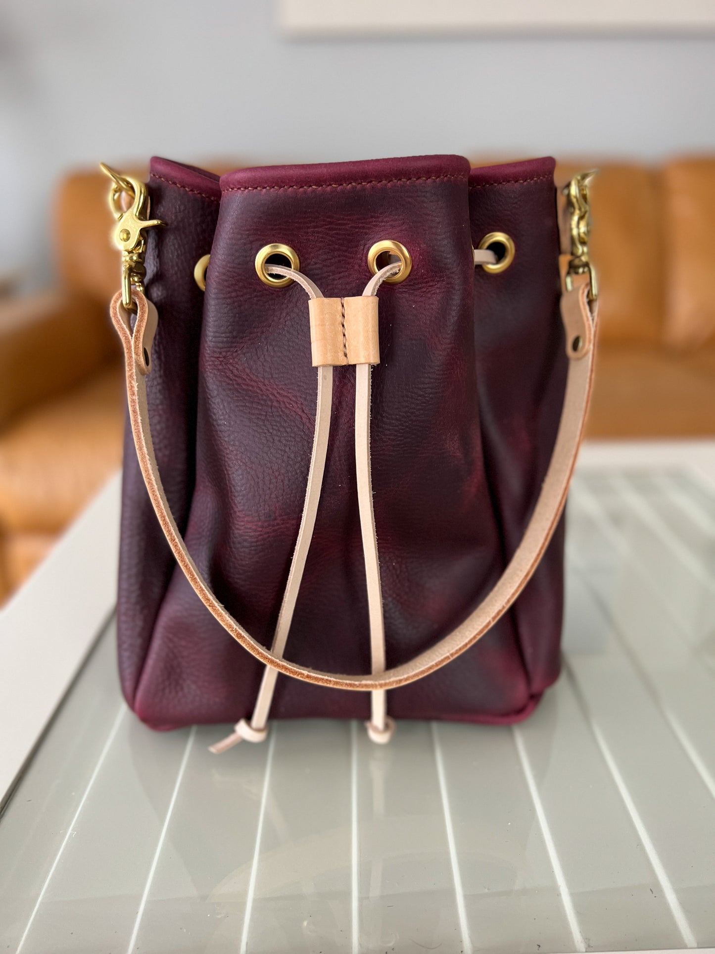 Emery Drawstring Bucket in Purple Kodiak