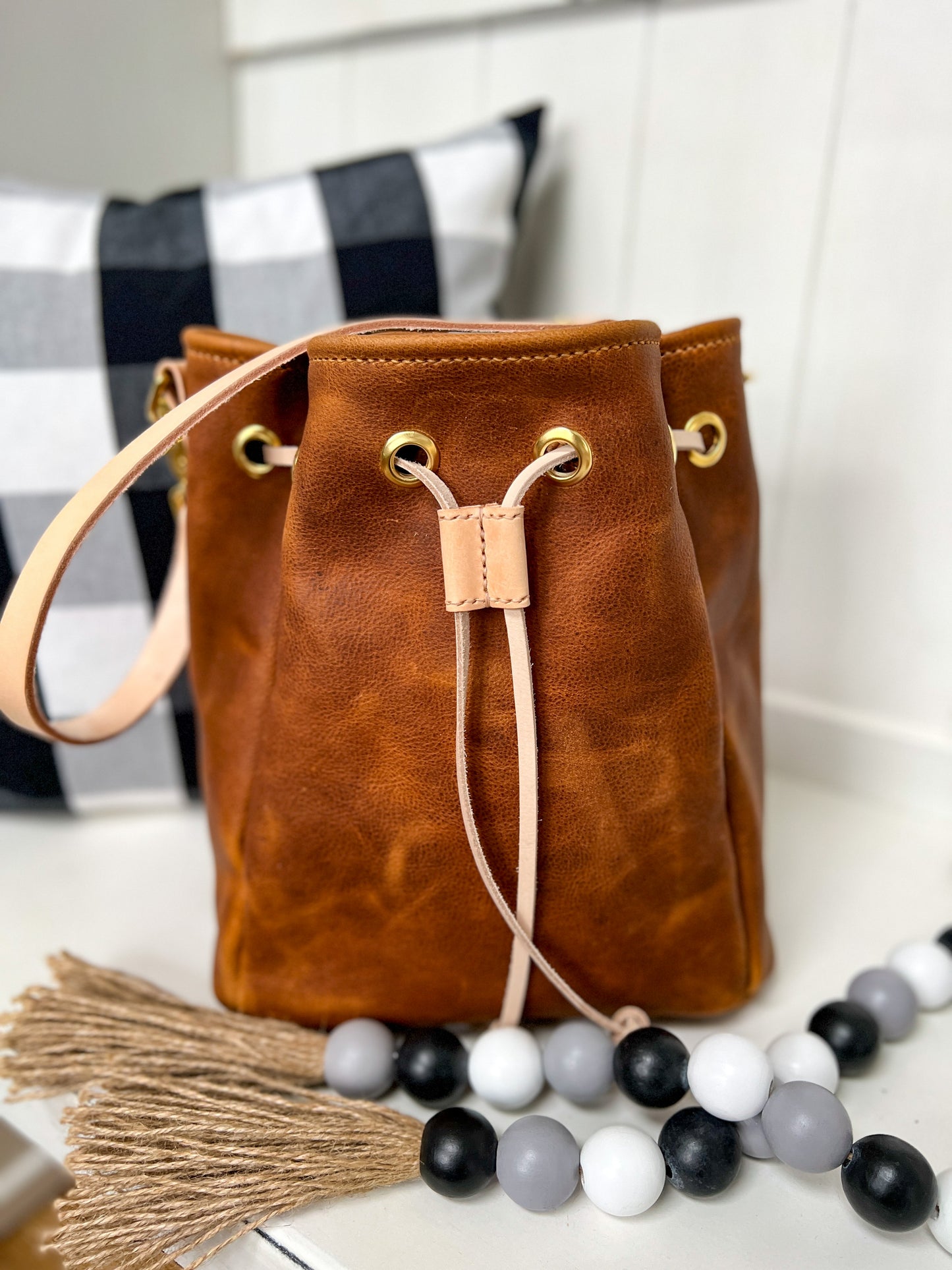 Emery Drawstring Bucket in Timber