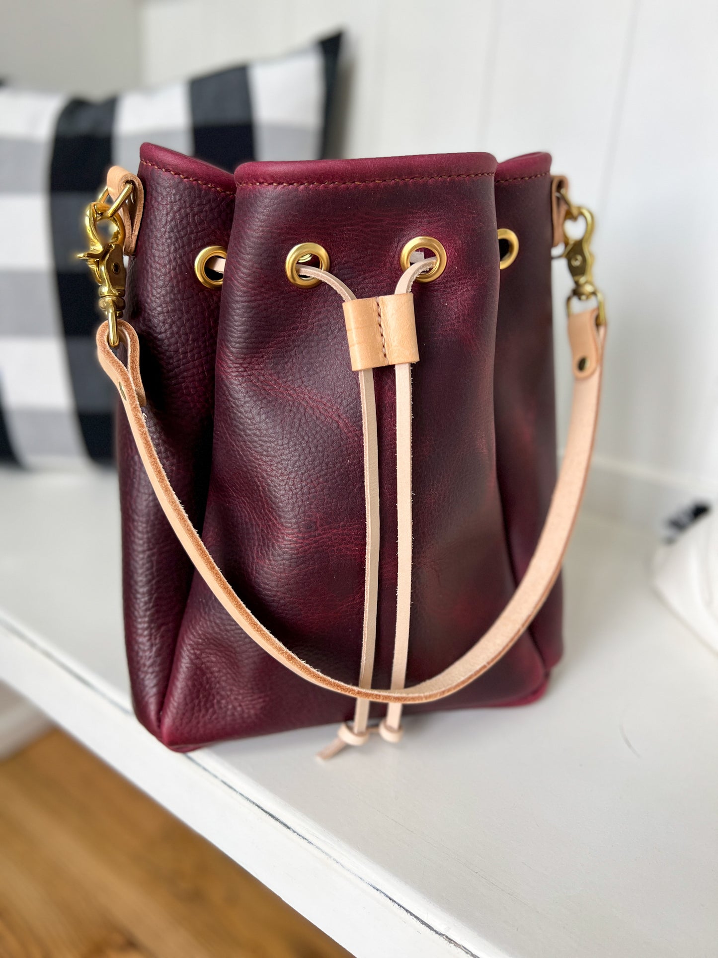 Emery Drawstring Bucket in Purple Kodiak