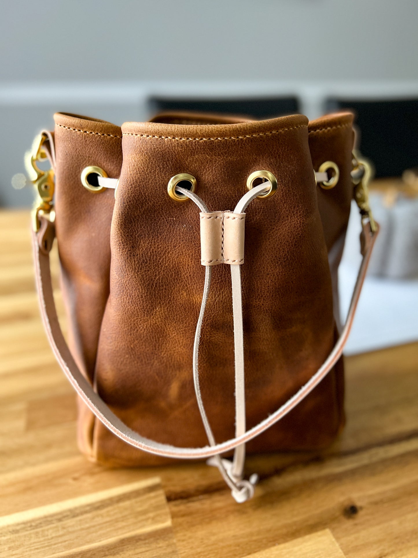 Emery Drawstring Bucket in Timber