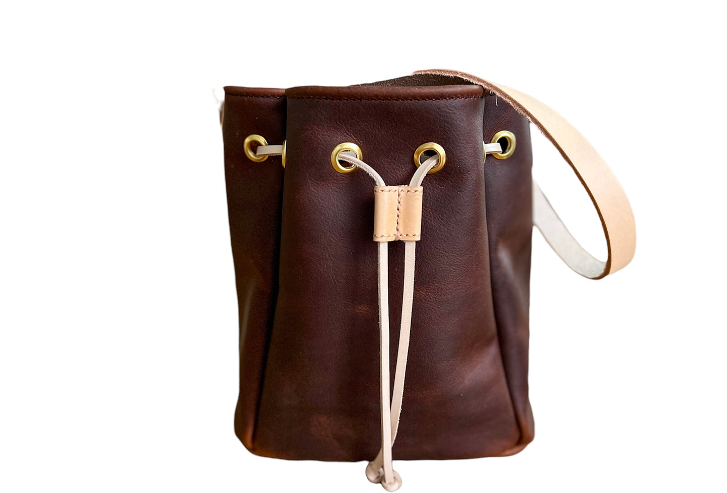 Emery Drawstring Bucket in Tan Kodiak